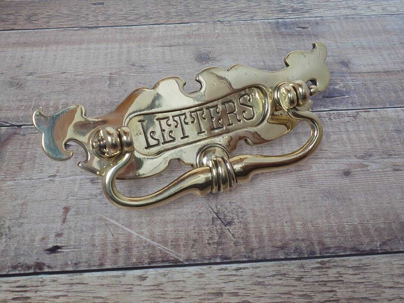 Small Art Nouveau Brass Letter Box With Knocker: Small Postal Knocker photo furniture