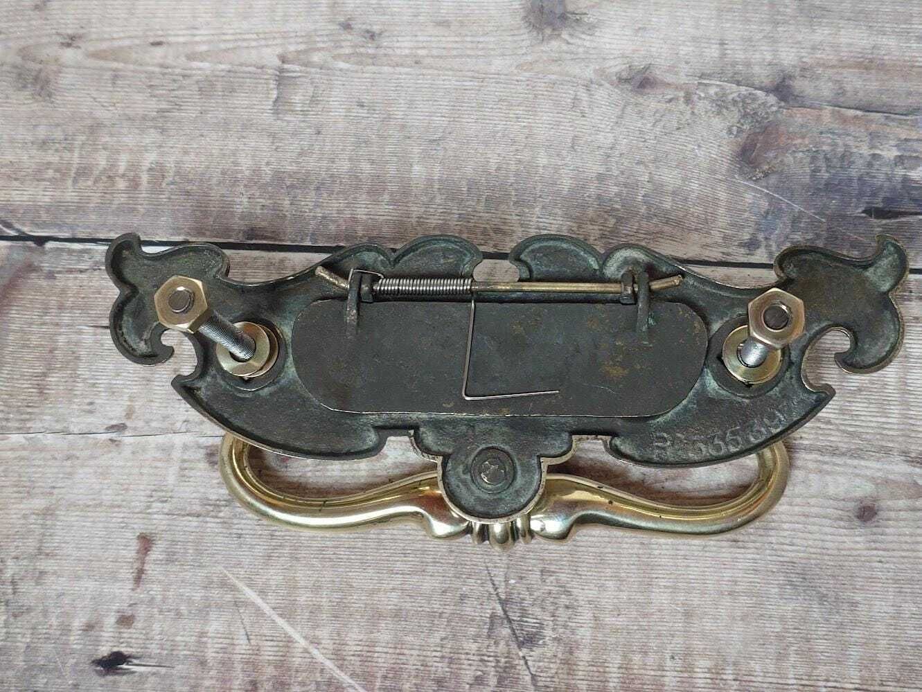 photo for sale Small Art Nouveau Brass Letter Box With Knocker: Small Postal Knocker