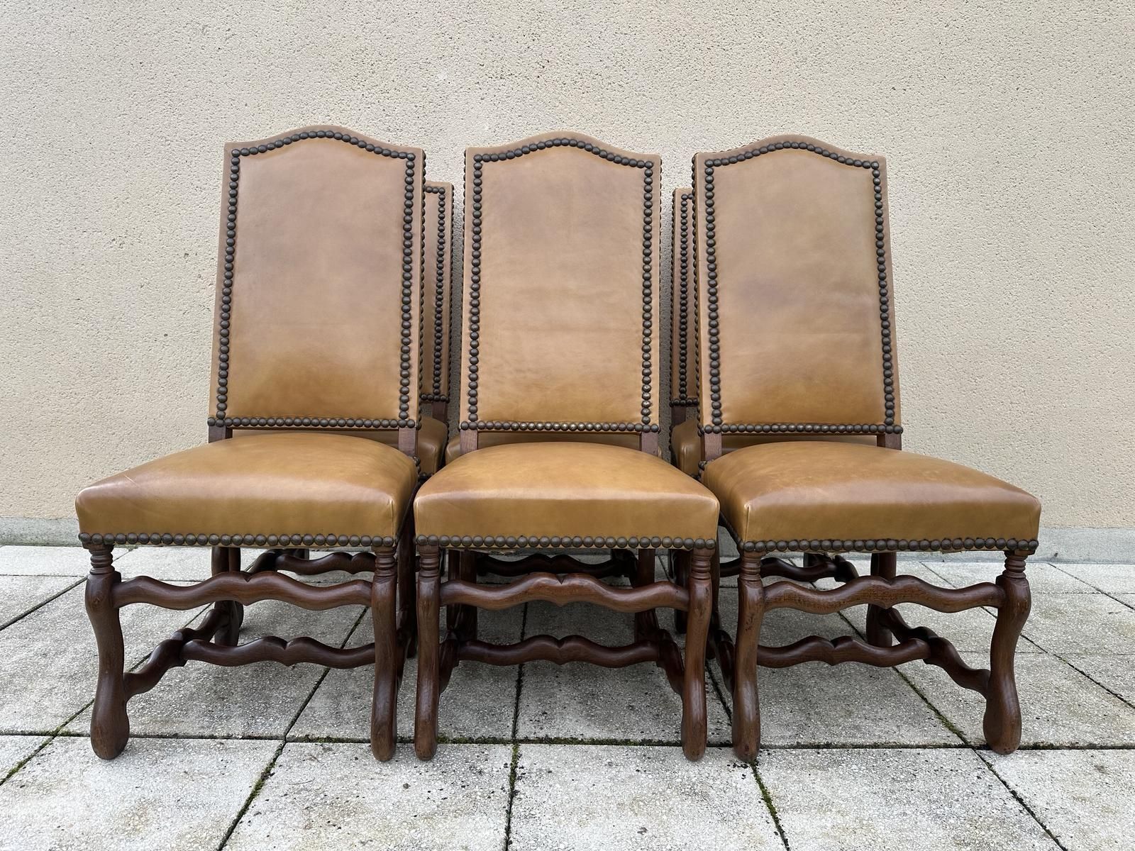 Original French Set Of 6 Os De Mouton Dining Chairs In Oak photo vinterior