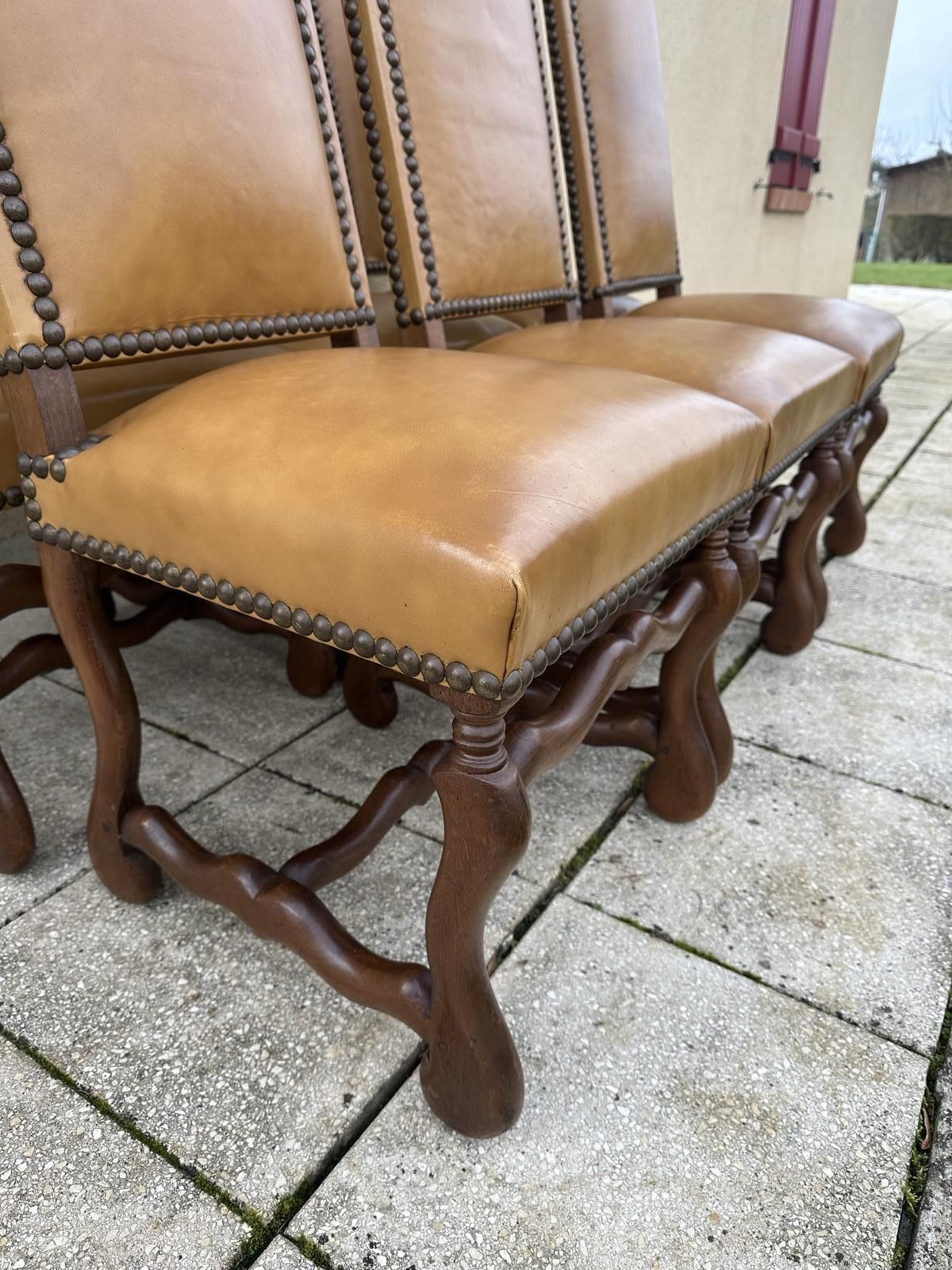 photo vinterior Original French Set Of 6 Os De Mouton Dining Chairs In Oak