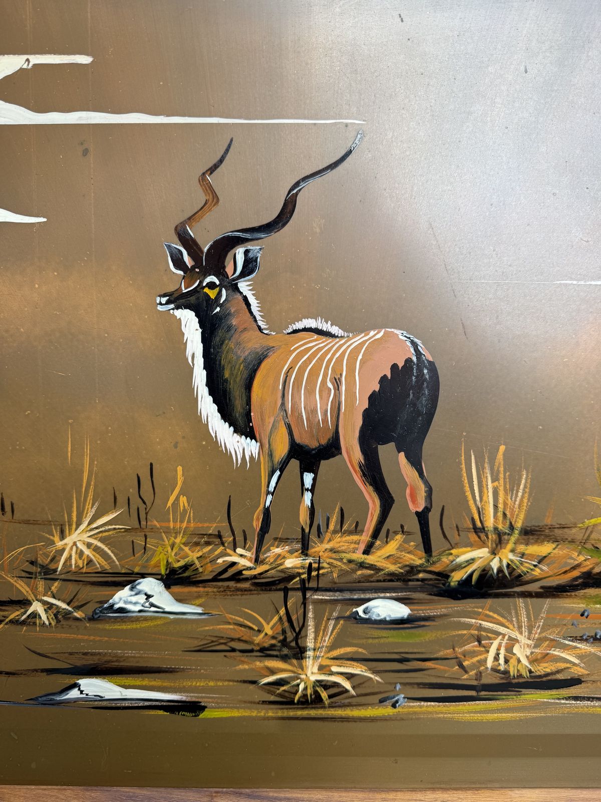 Large 80cm Signed T. Battis Hand Painted Copper Art   Kudu   African Safari Ltd photo Art