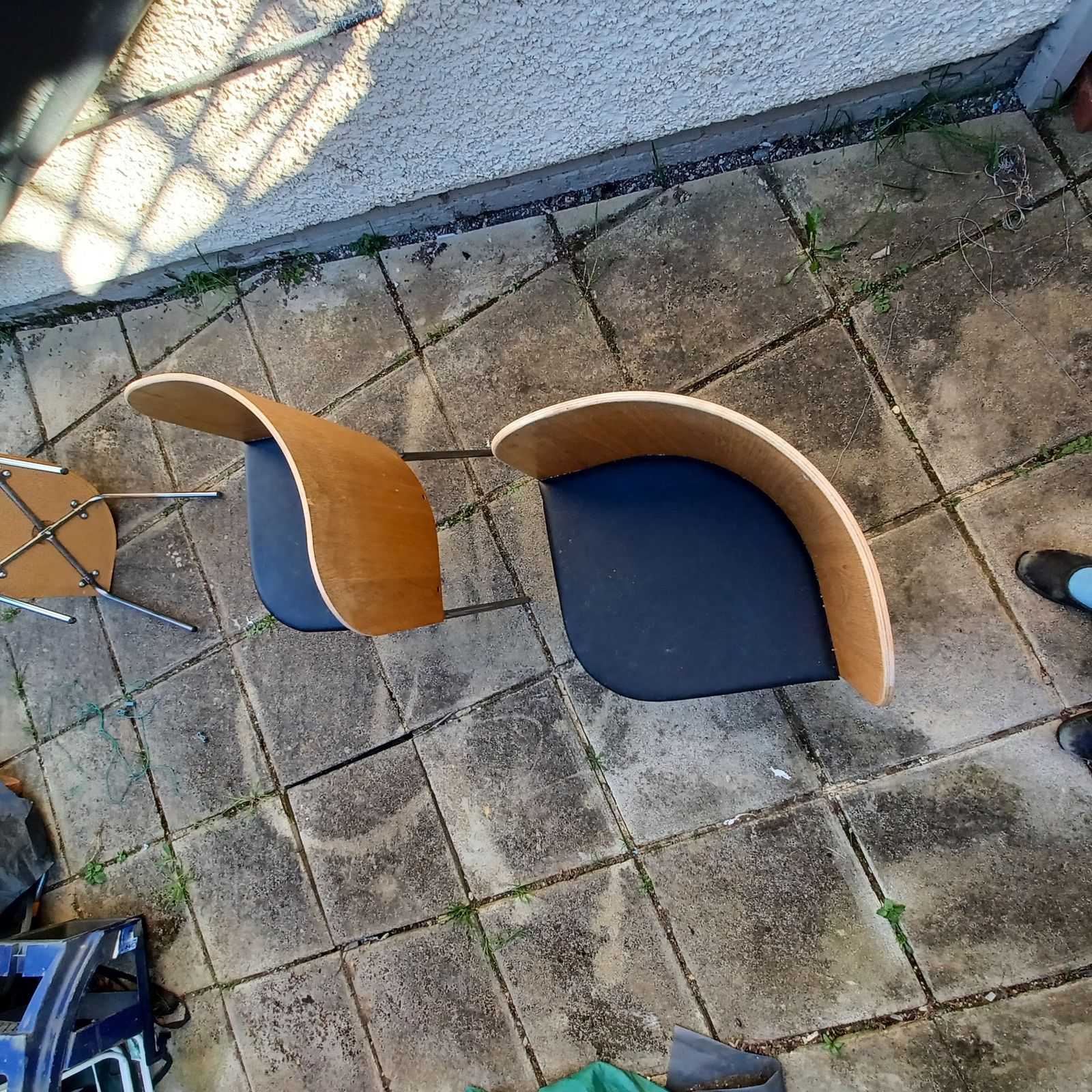 Fusion Chairs 3x Sandra Kragnert Style Retro Chairs Chrome Legs Wooden Chairs photo vinterior