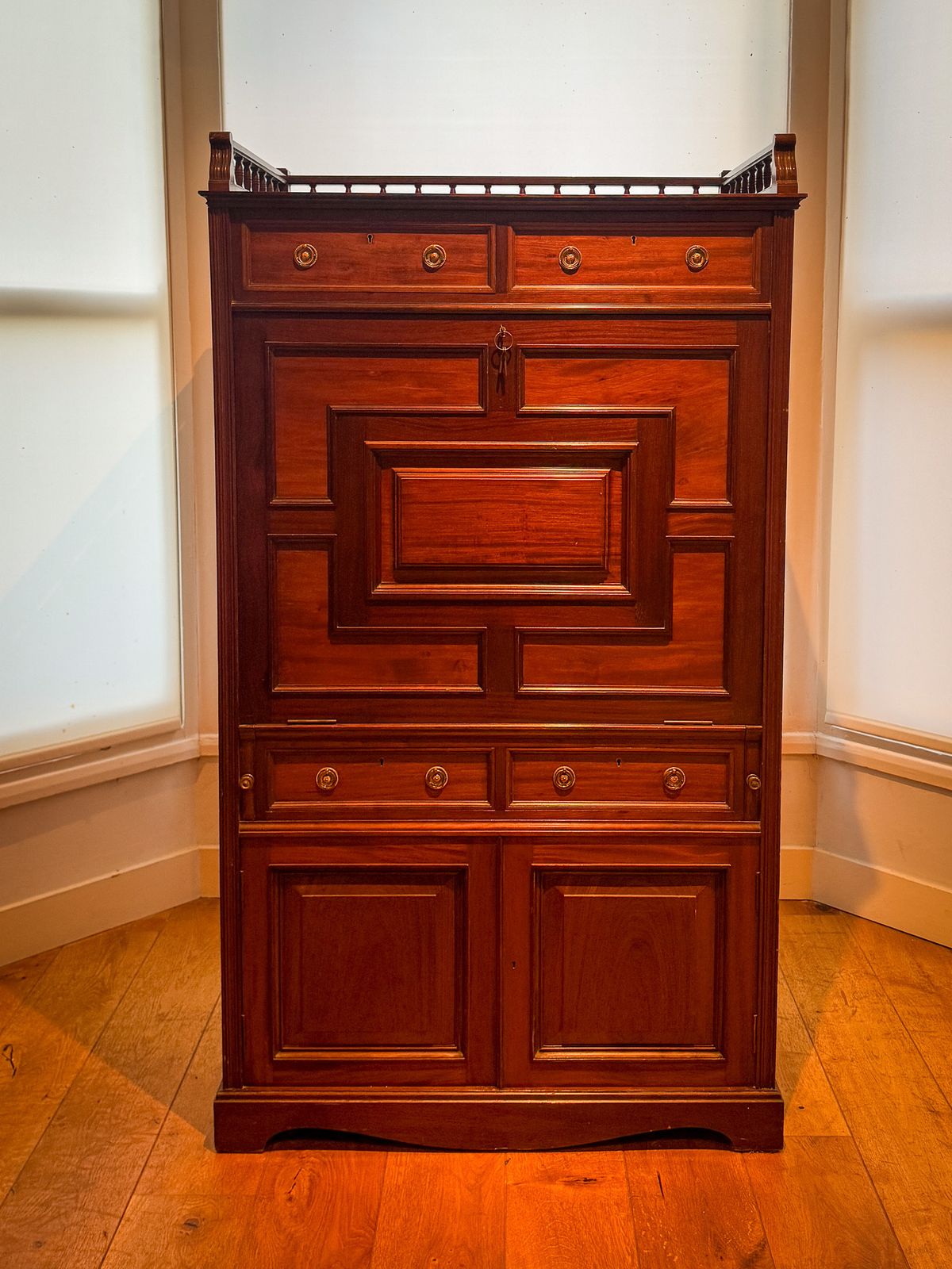 Victorian Mahogany Escritoire Fall Front Desk C.1875 Exhibition Quality
