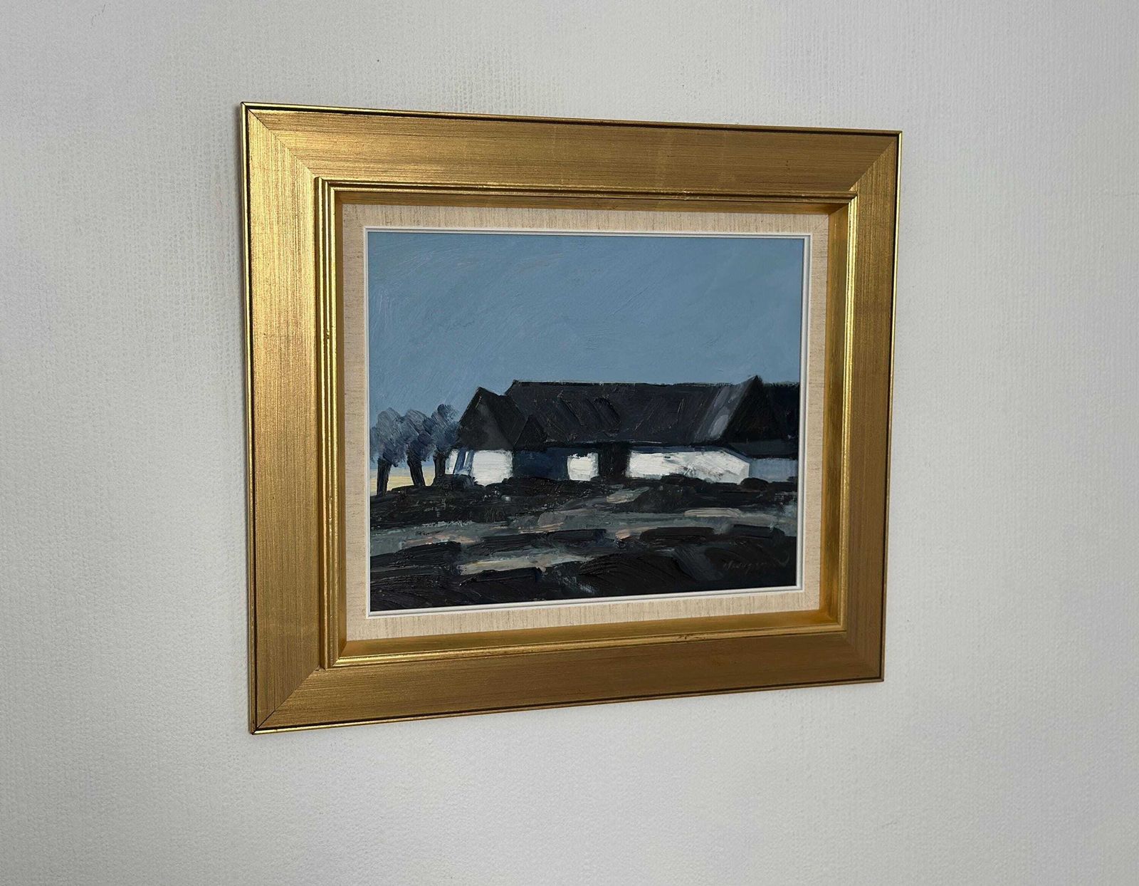 photo vinterior Original Mid Century Swedish Oil On Canvas – “Farm Motif” By Bengt Hillgrund – Vintage & Framed – 51 × 59 Cm (20.1" × 23.2")