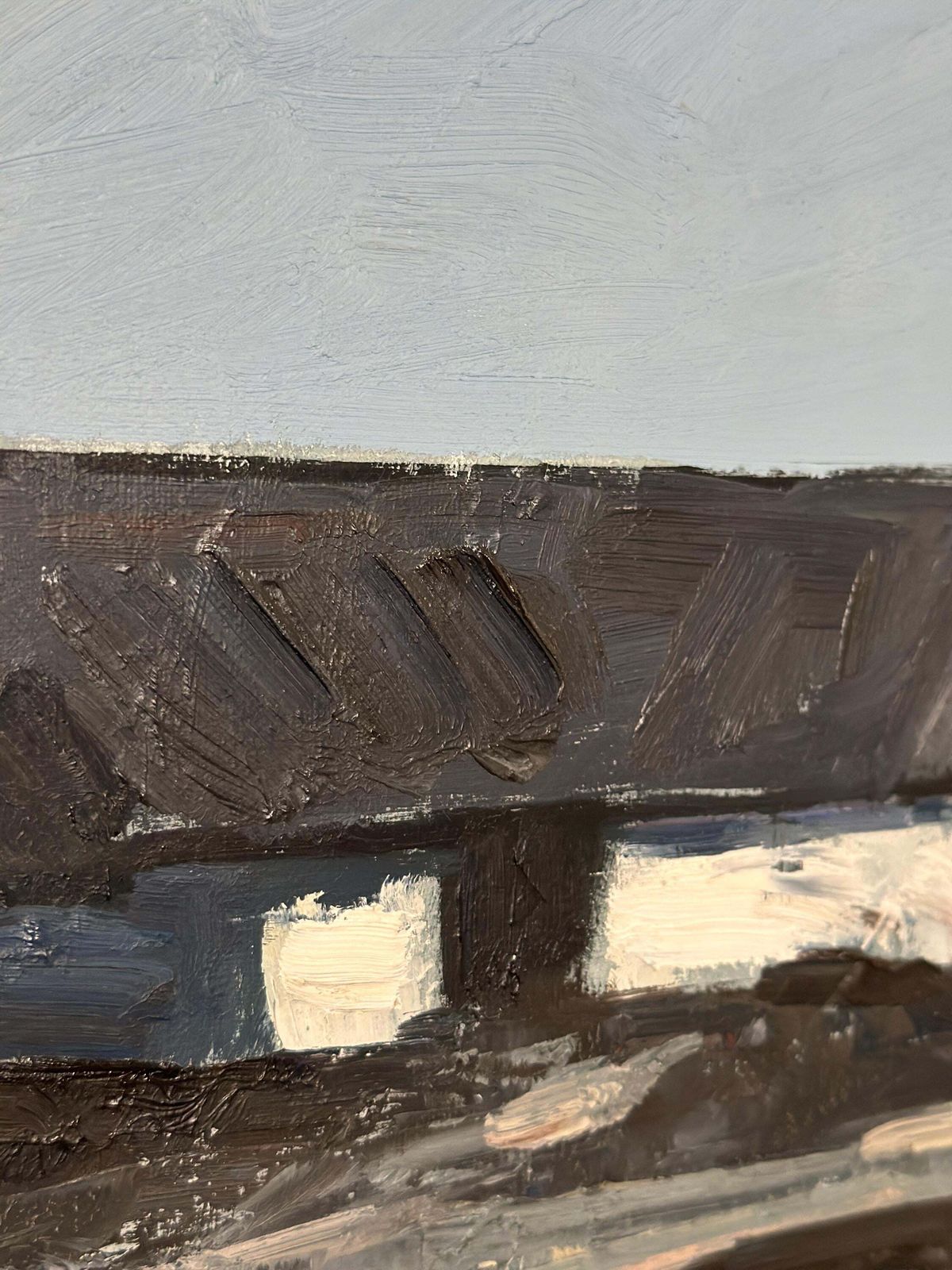 photo vintage Original Mid Century Swedish Oil On Canvas – “Farm Motif” By Bengt Hillgrund – Vintage & Framed – 51 × 59 Cm (20.1" × 23.2")