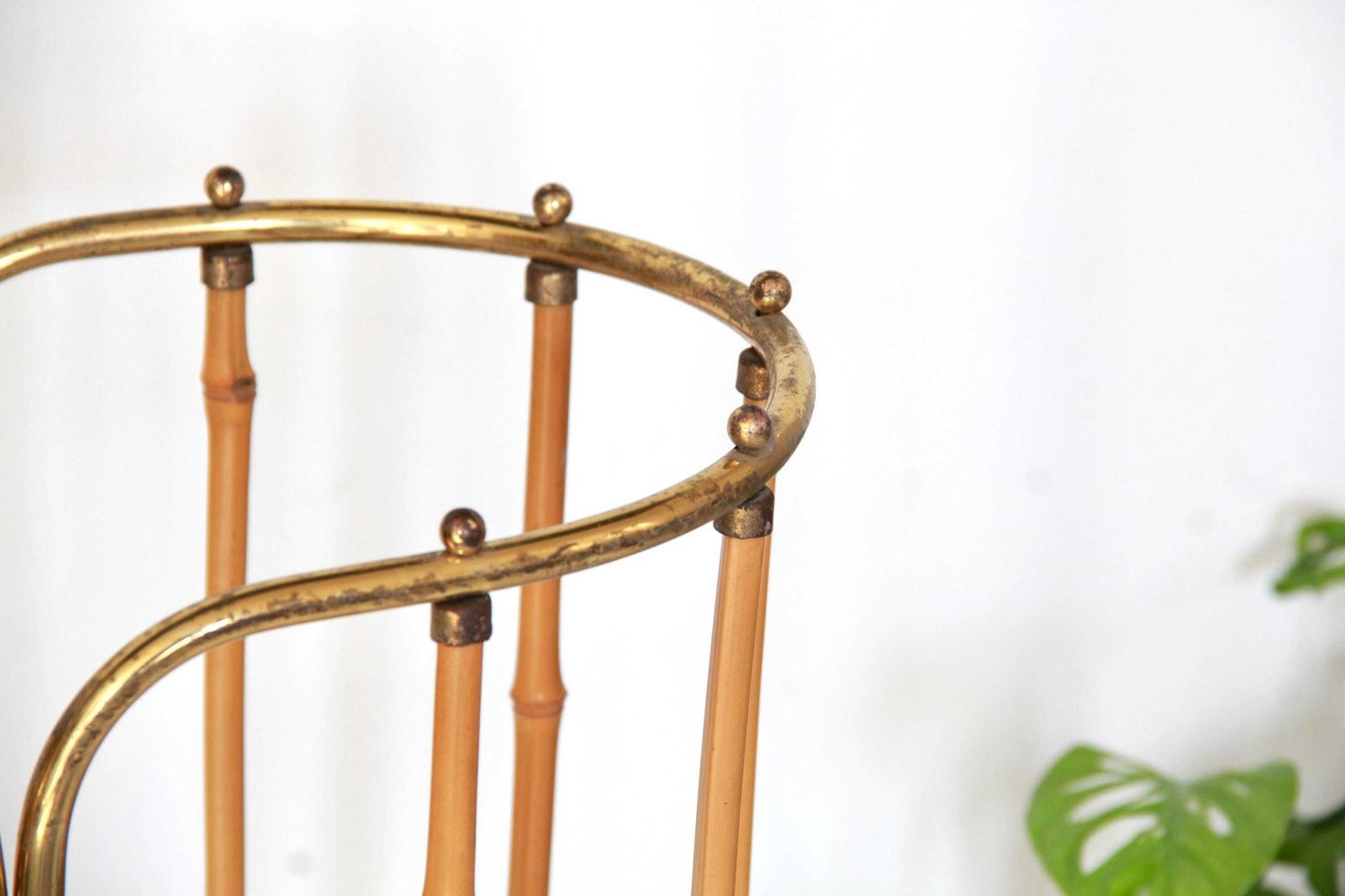 Marinella, Midcentury Modern Brass And Bamboo Umbrella Stand In The Style Of Gabriella Crespi, Italy, 1950s photo 1308.0