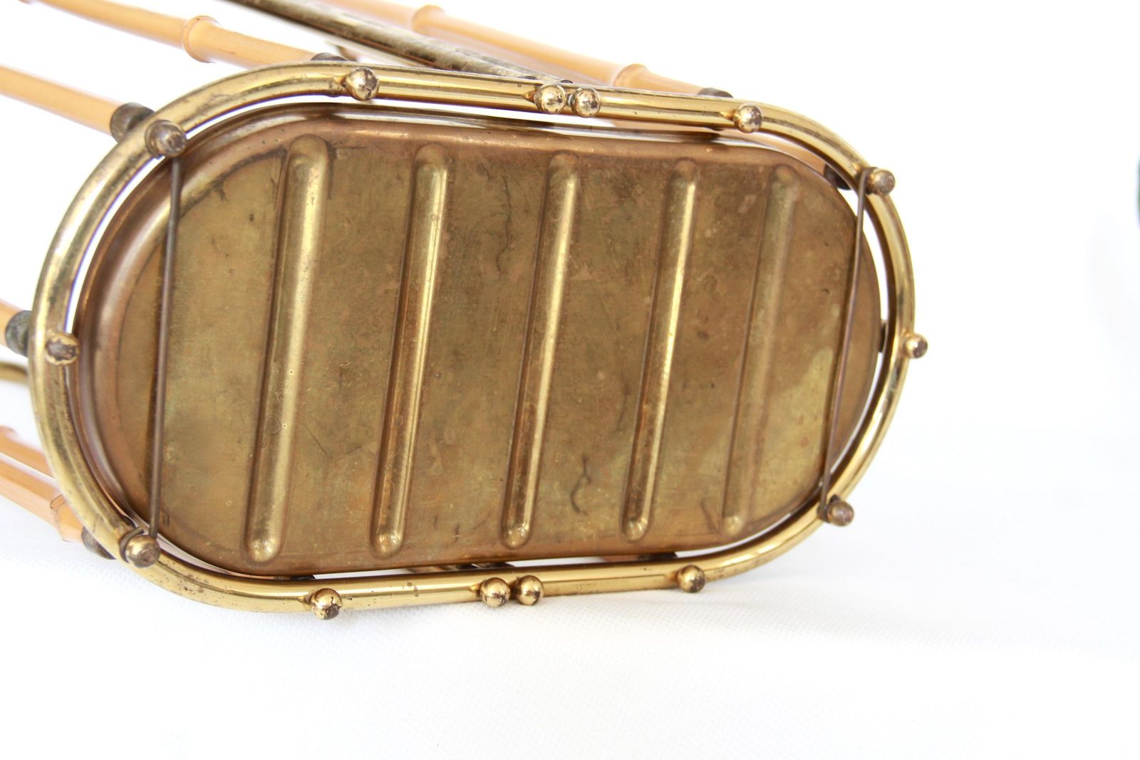 Marinella, Midcentury Modern Brass And Bamboo Umbrella Stand In The Style Of Gabriella Crespi, Italy, 1950s photo buy