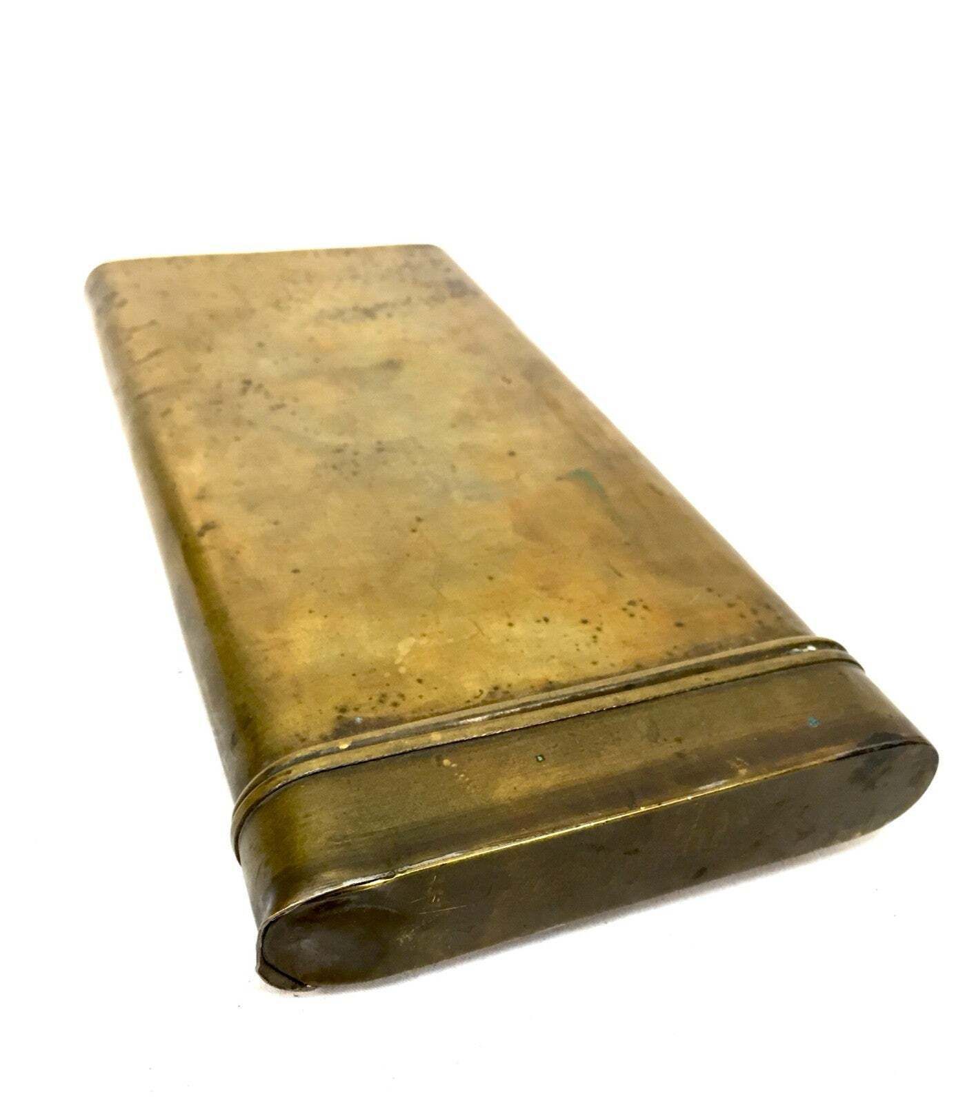 Antique Brass Metal Military Map Tin / Storage Holder Box / Early 20th Century photo vintage