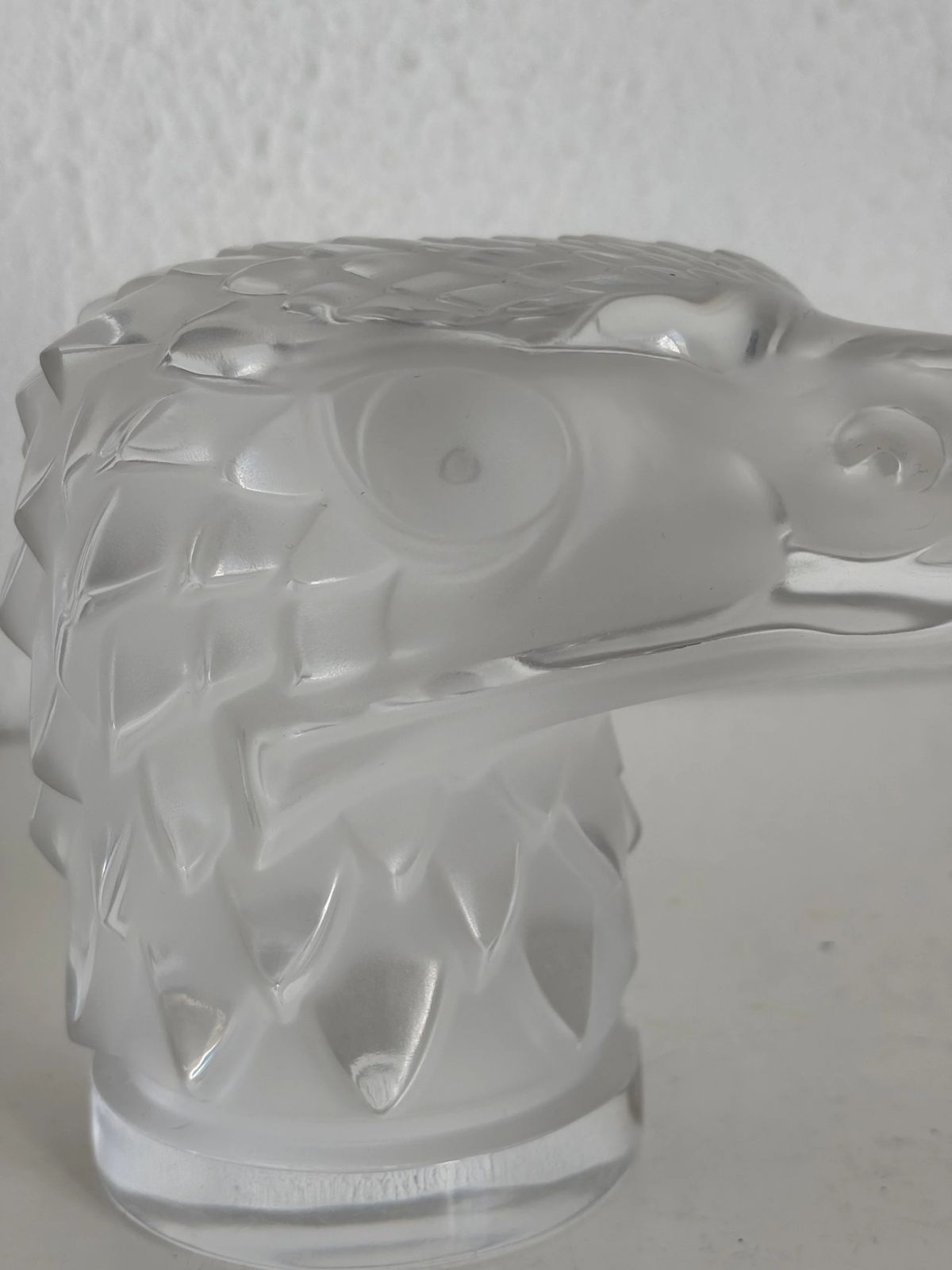 photo vinterior Lalique France "Eagle Head" — Frosted Crystal Eagle Head Mascot, Signed, 1980s — Art Deco, Paperweight, French Glass Figurine