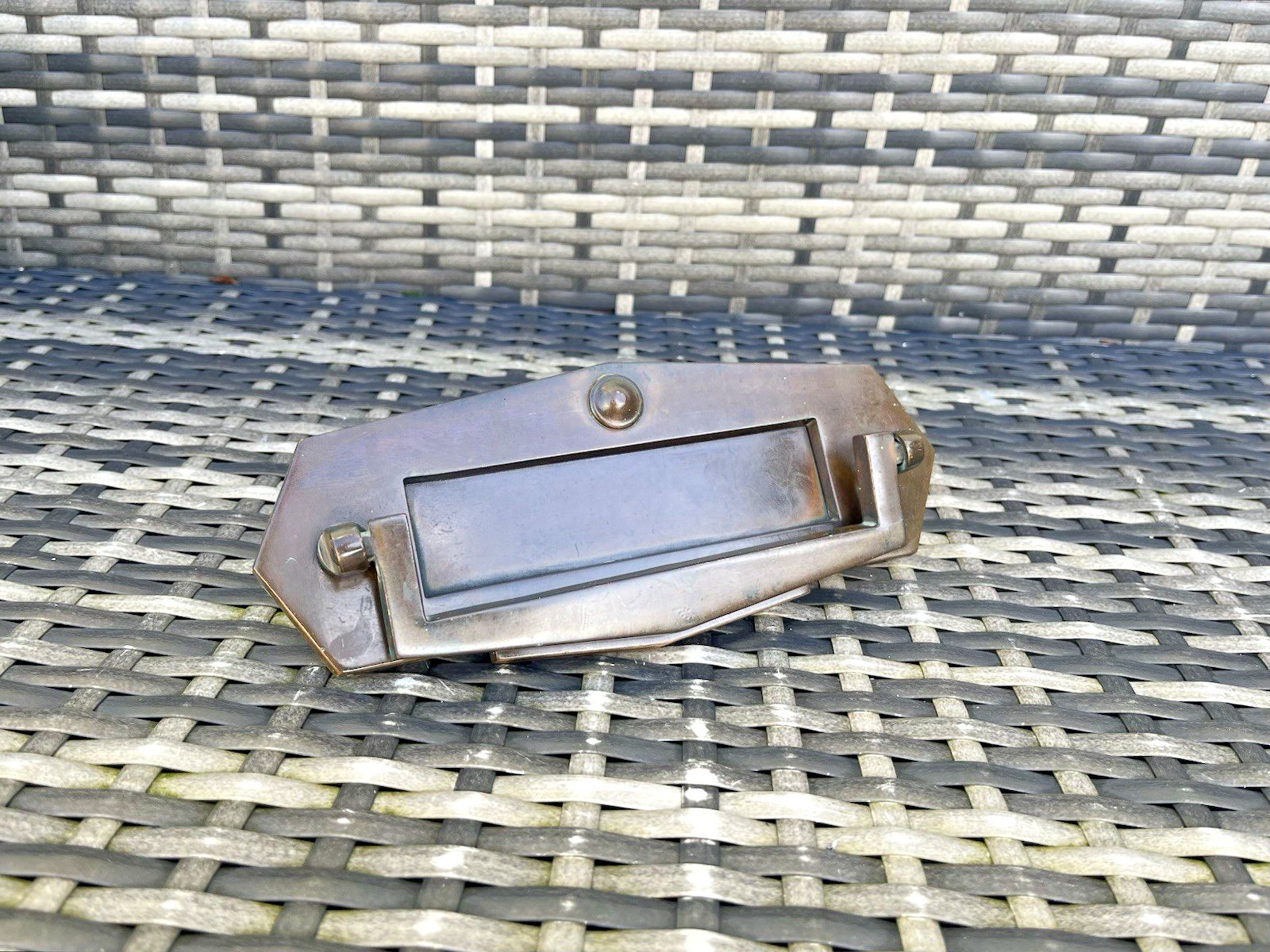 Reclaimed Antique Art Deco Bronze Brass Door Knocker Letter Box Mail Post Slot photo furniture