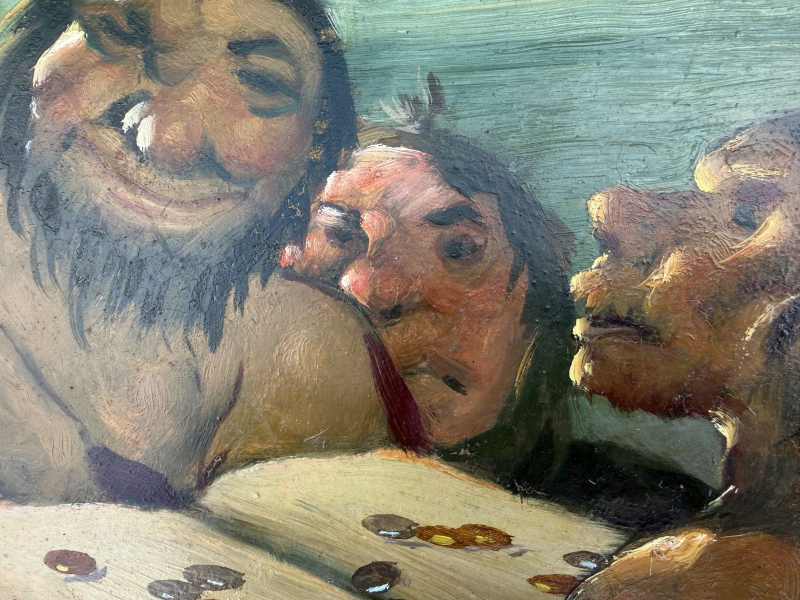 Daniel Sabater Salabert Grotesque Expressionist Figural Scene Paris Symbolist Spanish Oil Painting 1940s photo Art