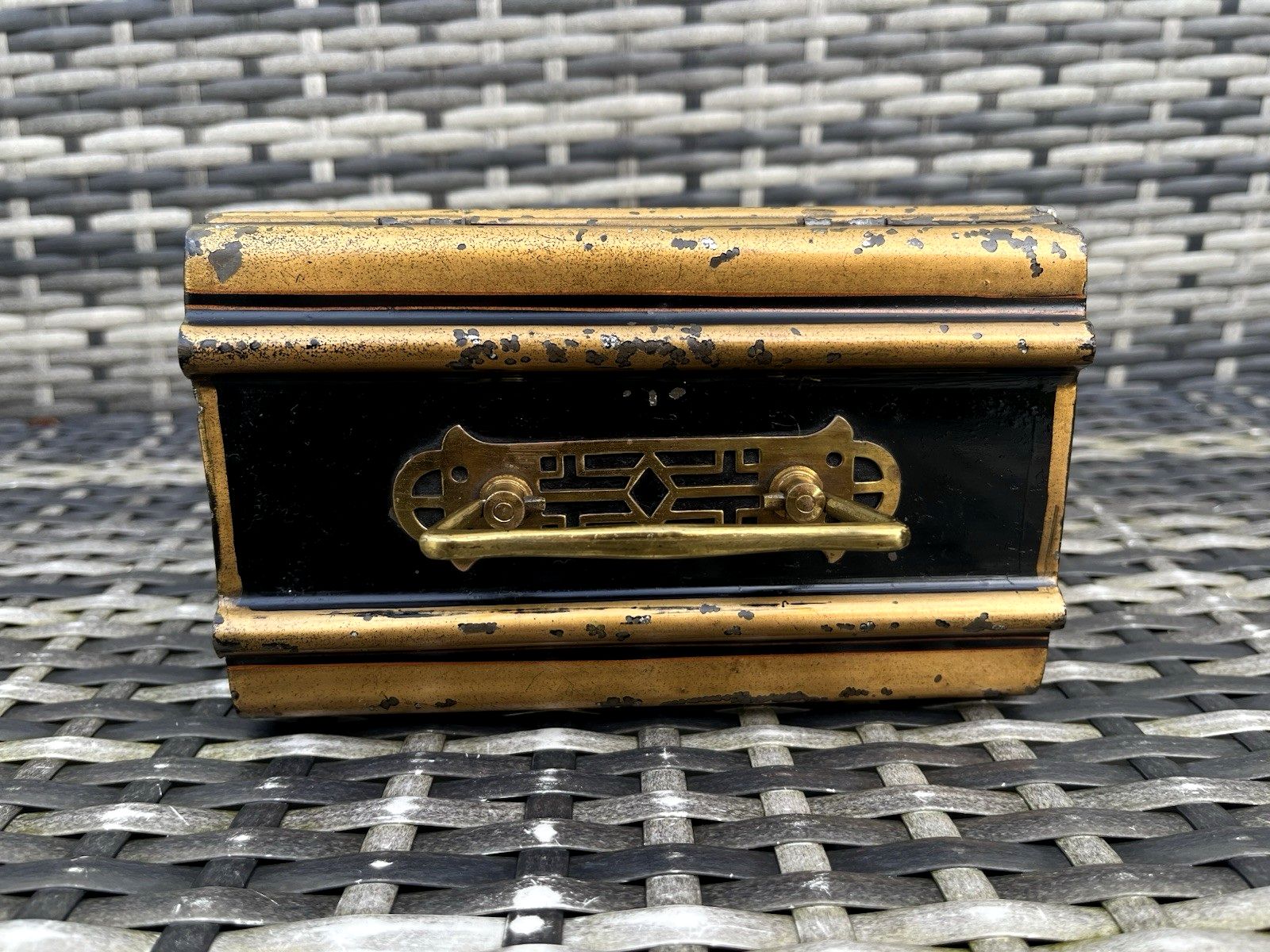 Antique Art Nouveau Jones Brothers Secure Lever Safe Cash Money Box Chest Tin photo vinterior