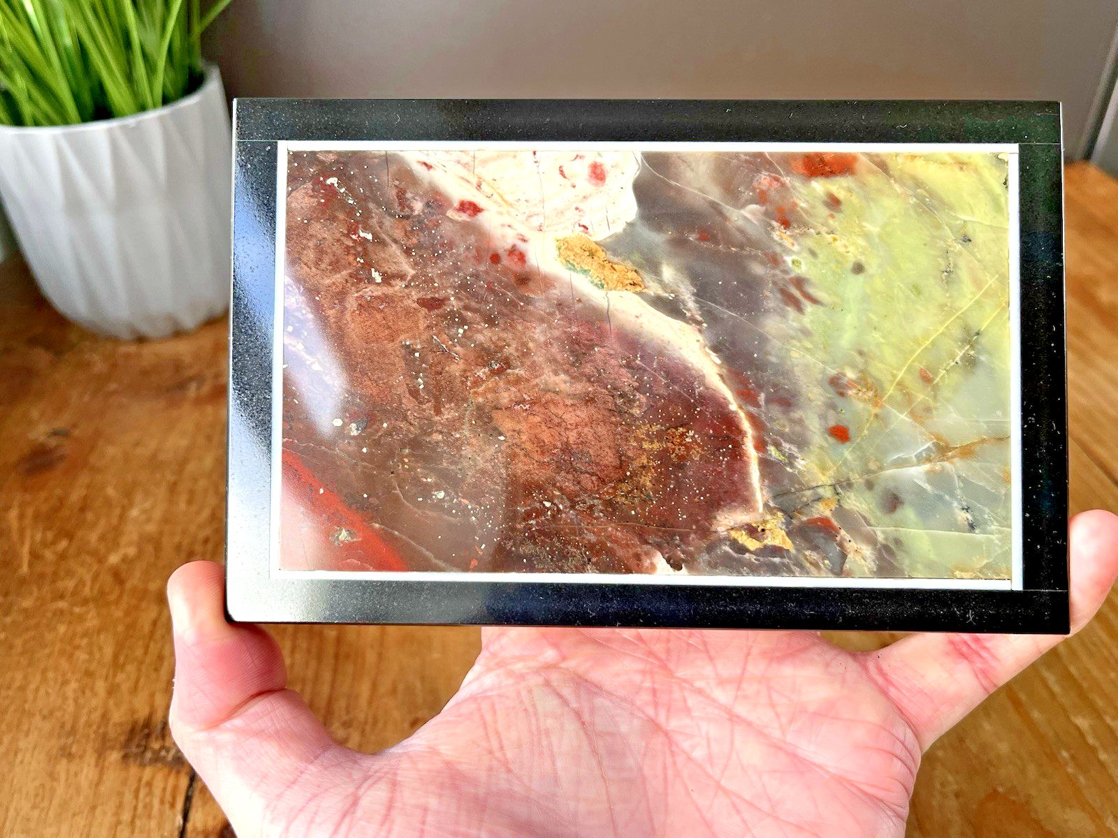 Polished Jasper Hardstone Mineral Panel Stone Slab Slice Desk Paperweight Trivet photo furniture