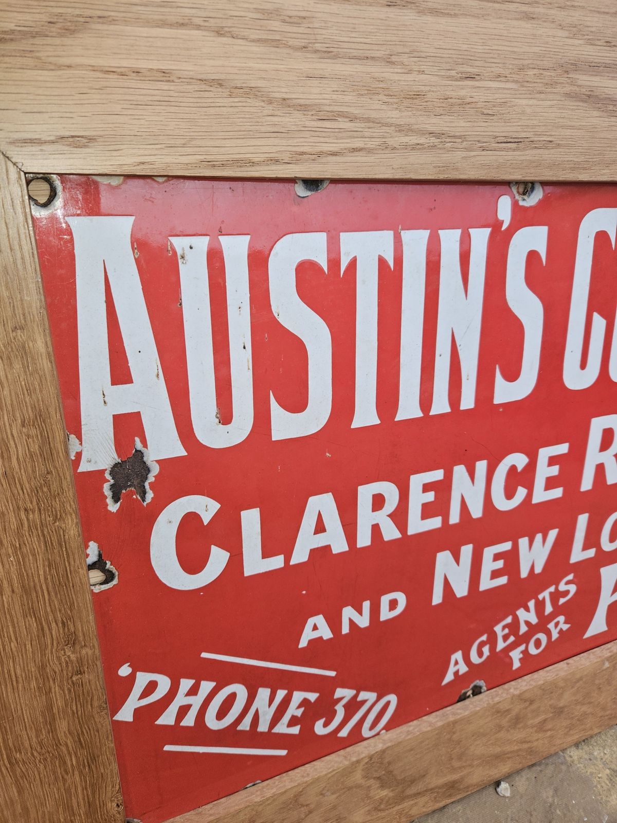 Large Rare Original Austin Motor Works Ltd "Agents Of Ford" Enamel Sign Framed photo vintage