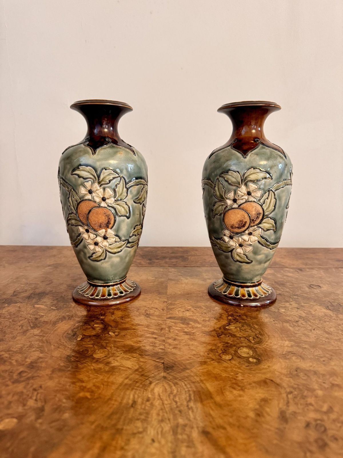 Fantastic Quality Pair Of Doulton Lambeth Vases By Eliza Simmance photo vintage