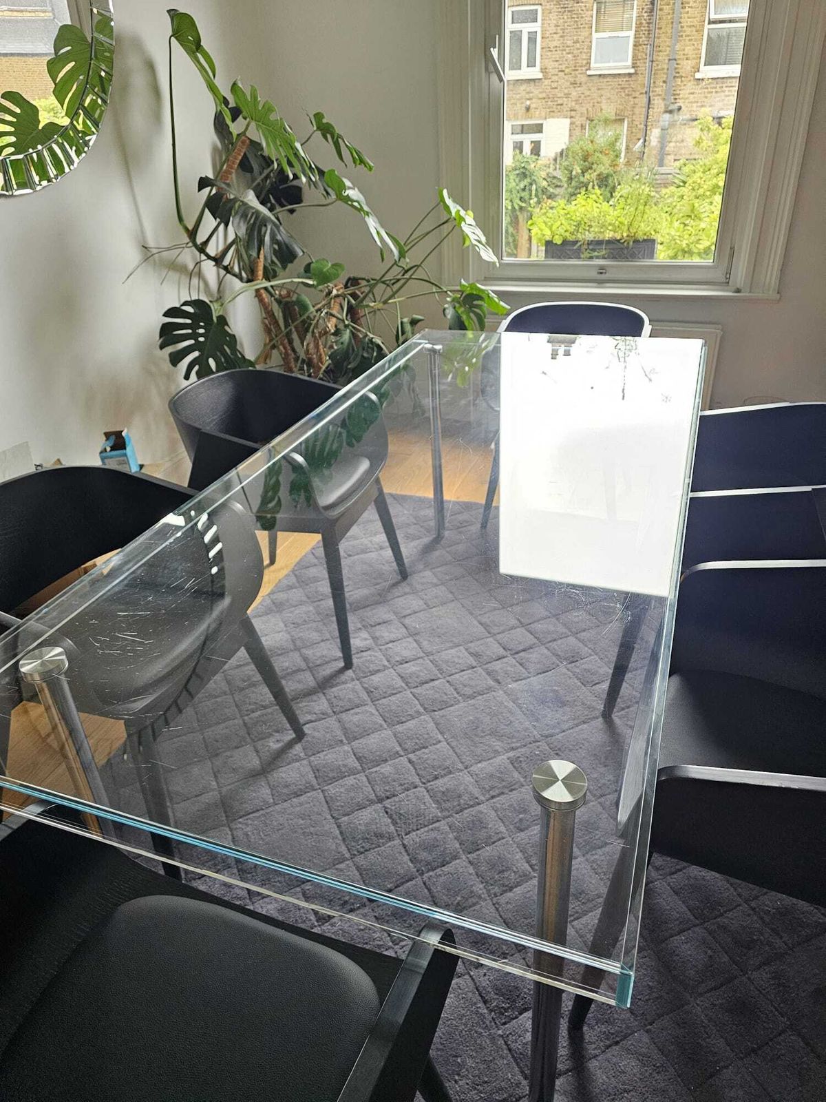 Large Six Seater Glass Dining Table photo furniture