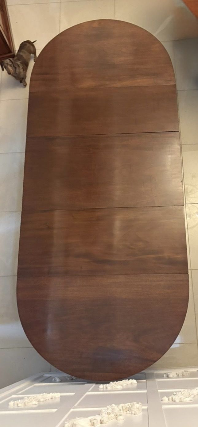 Antique Mahogany Triple Pillar Dining Table 12–14 Seater Extending With Two Leaves photo vinterior