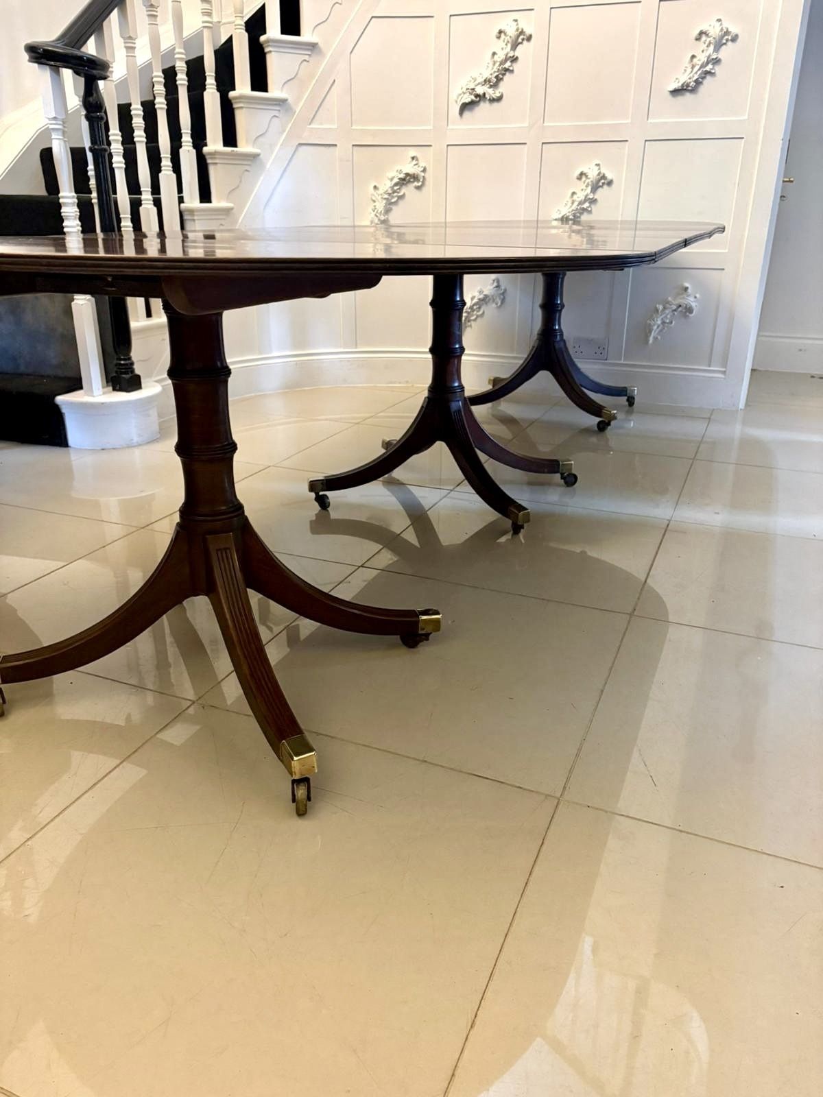 Antique Mahogany Triple Pillar Dining Table 12–14 Seater Extending With Two Leaves photo buy