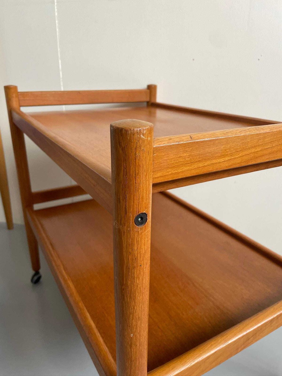 Mid Century Modern Teak Hostess Bar Drinks Trolley With Two Shelves photo 260.0