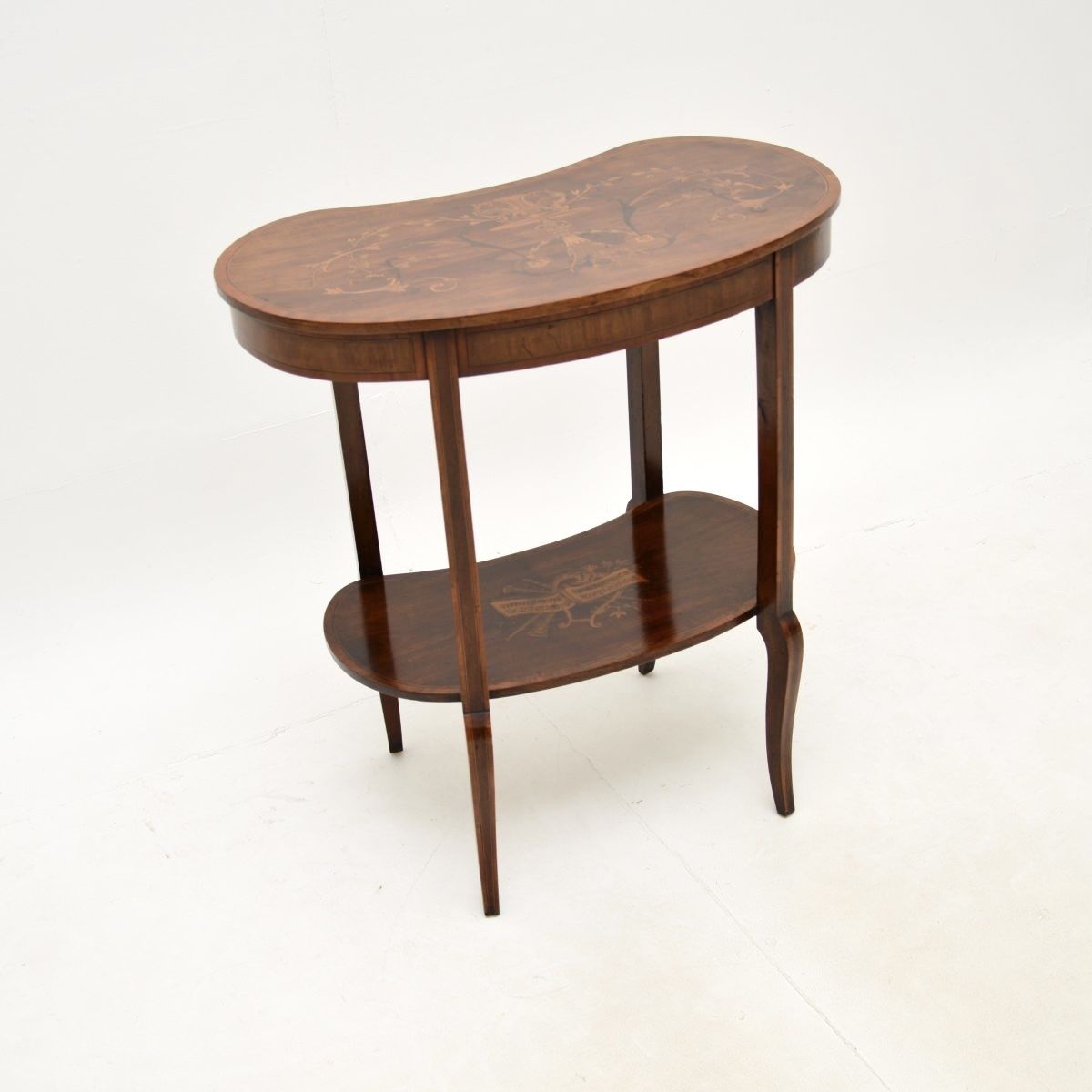 Furniture Antique Edwardian Inlaid Marquetry Kidney Side Table photo