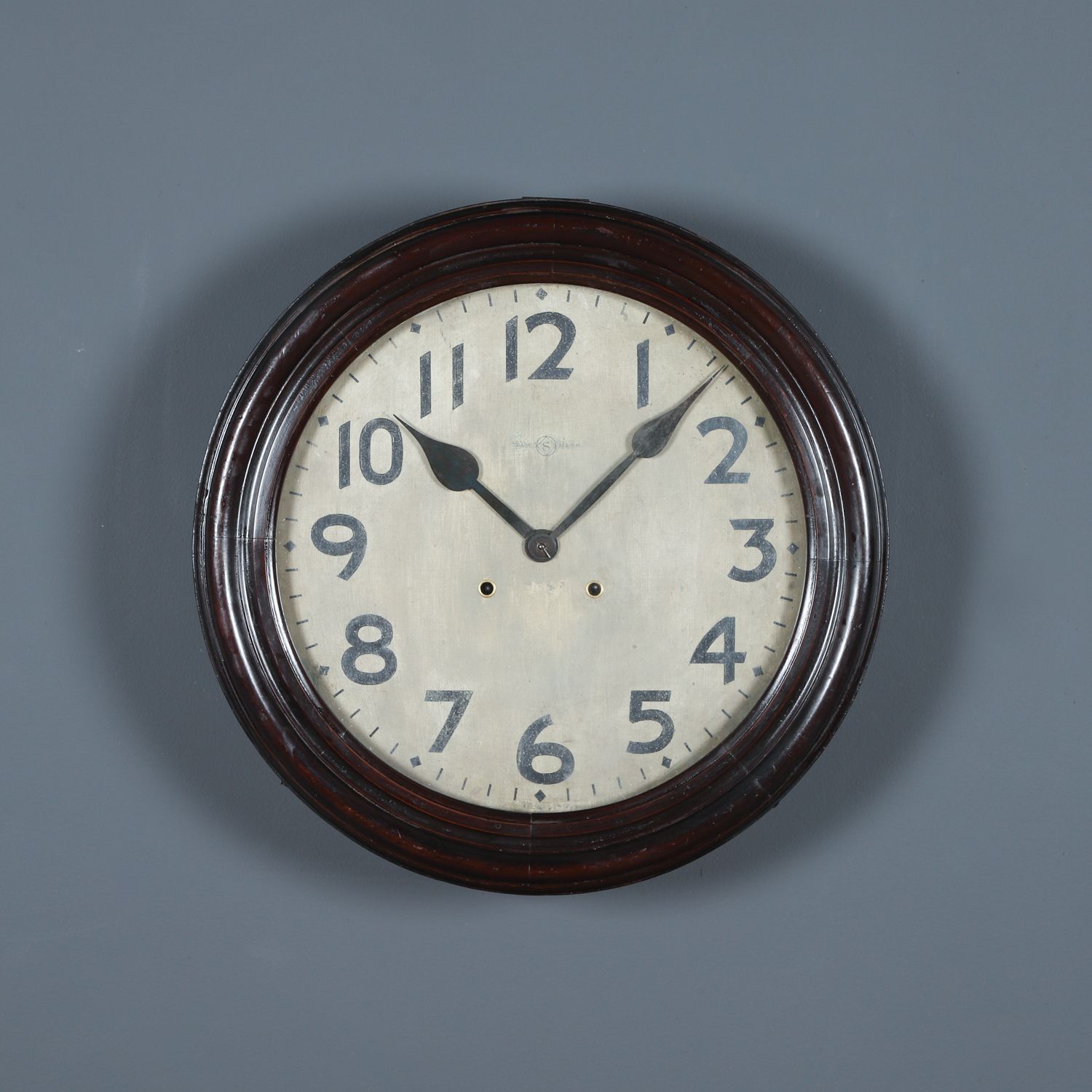Large Antique Japanese 20" Mahogany Trademark Railway Station / School Wall Clock (Chiming / Striking)
