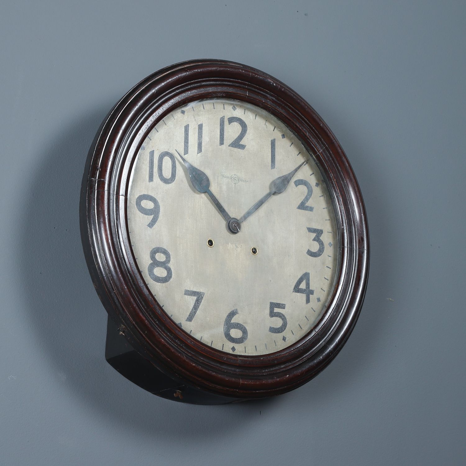 Large Antique Japanese 20" Mahogany Trademark Railway Station / School Wall Clock (Chiming / Striking) photo Home Decor