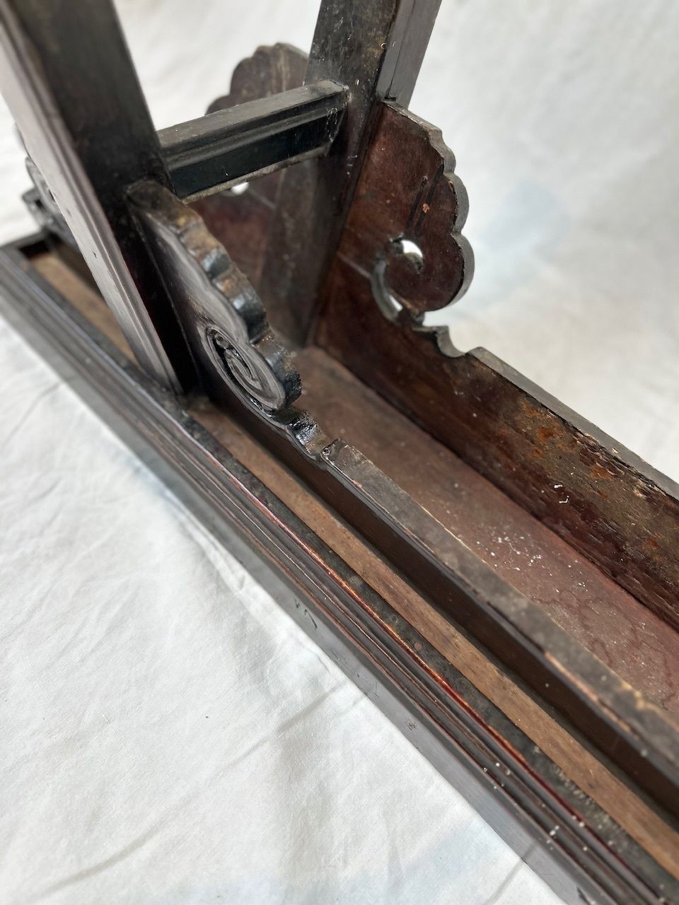 Furniture Antique Chinese Wooden Bench, 19th Century photo