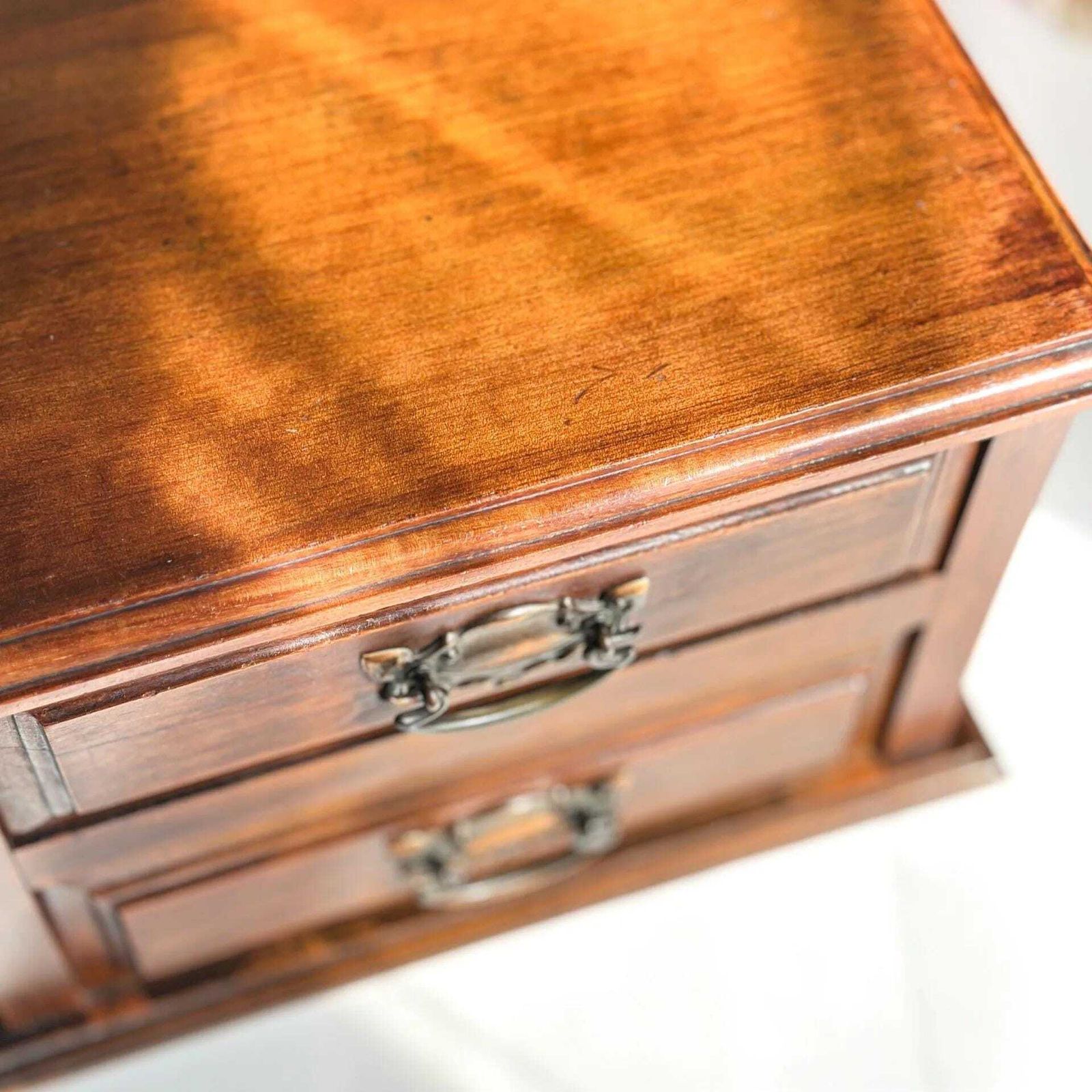 photo for sale Vintage Wood Salesman Sample Chippendale Chest Brass Pulls