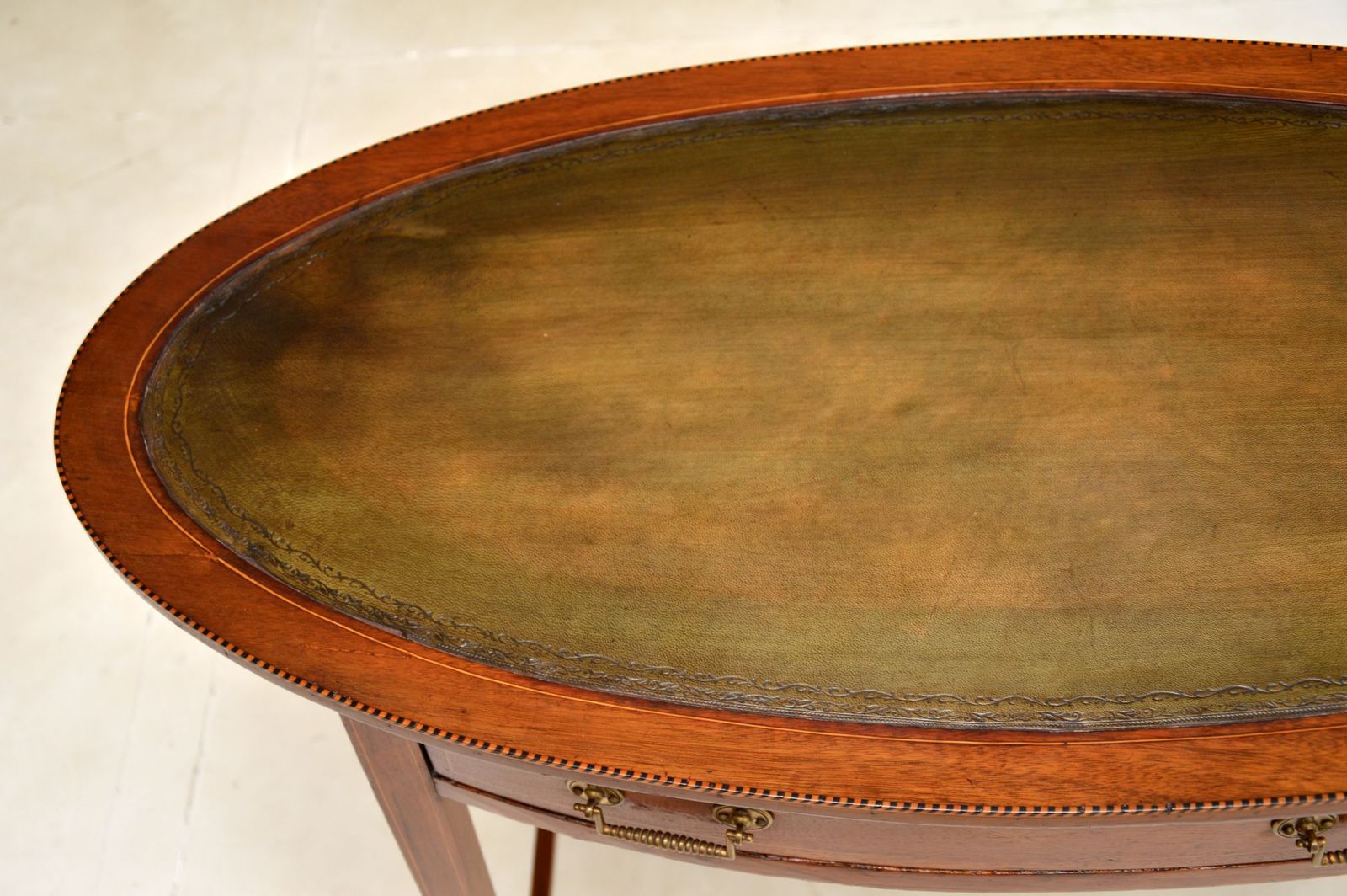 Furniture Antique Edwardian Inlaid Mahogany Writing Table photo