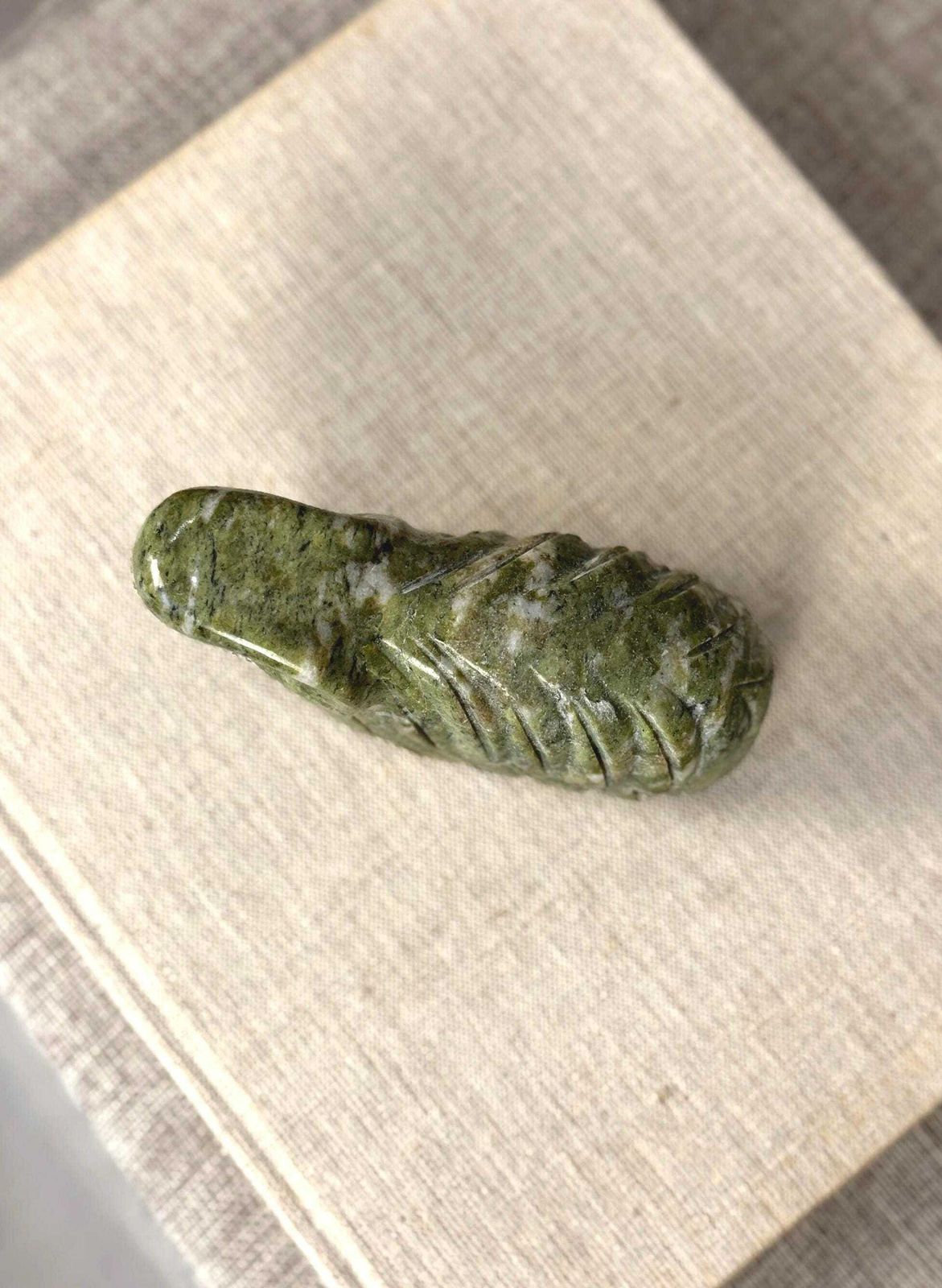 Mid Century Stone Animal Sculpture | Snowflake Epidote Carving | Modernist Decorative Object | 1950s Sculpture photo Home Decor