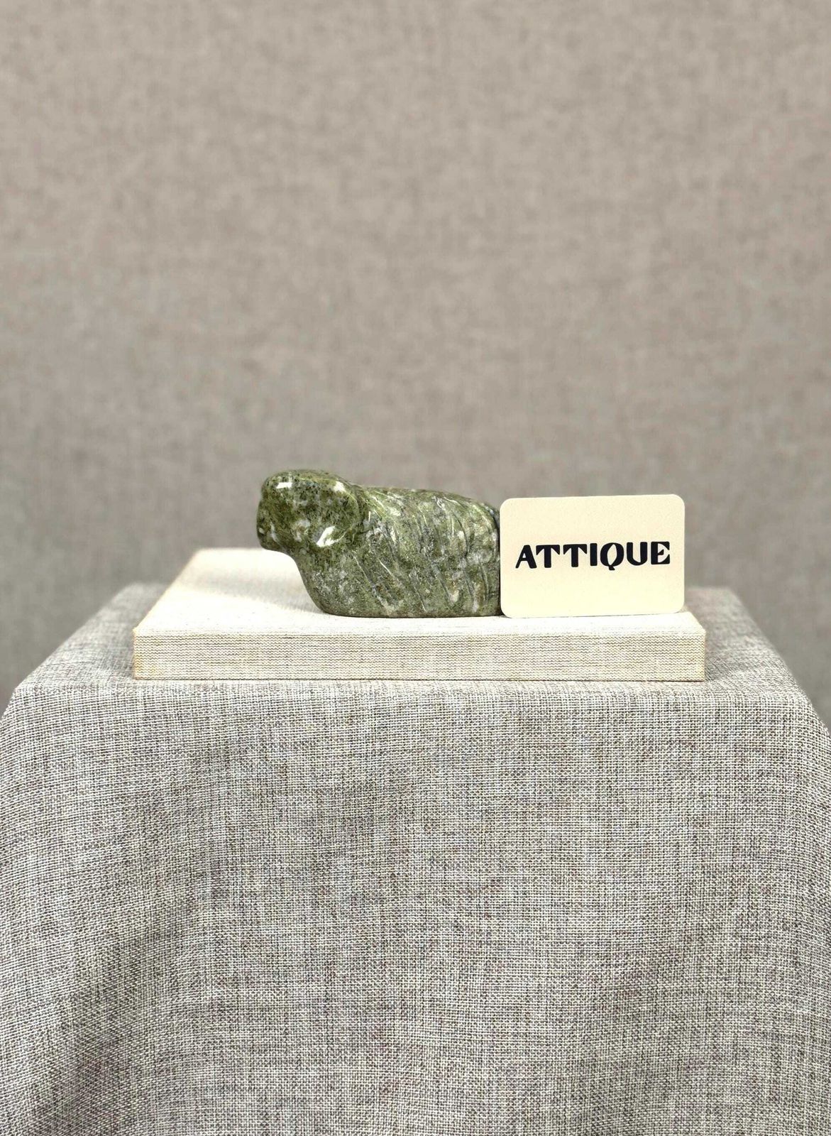 Mid Century Stone Animal Sculpture | Snowflake Epidote Carving | Modernist Decorative Object | 1950s Sculpture photo 65.0