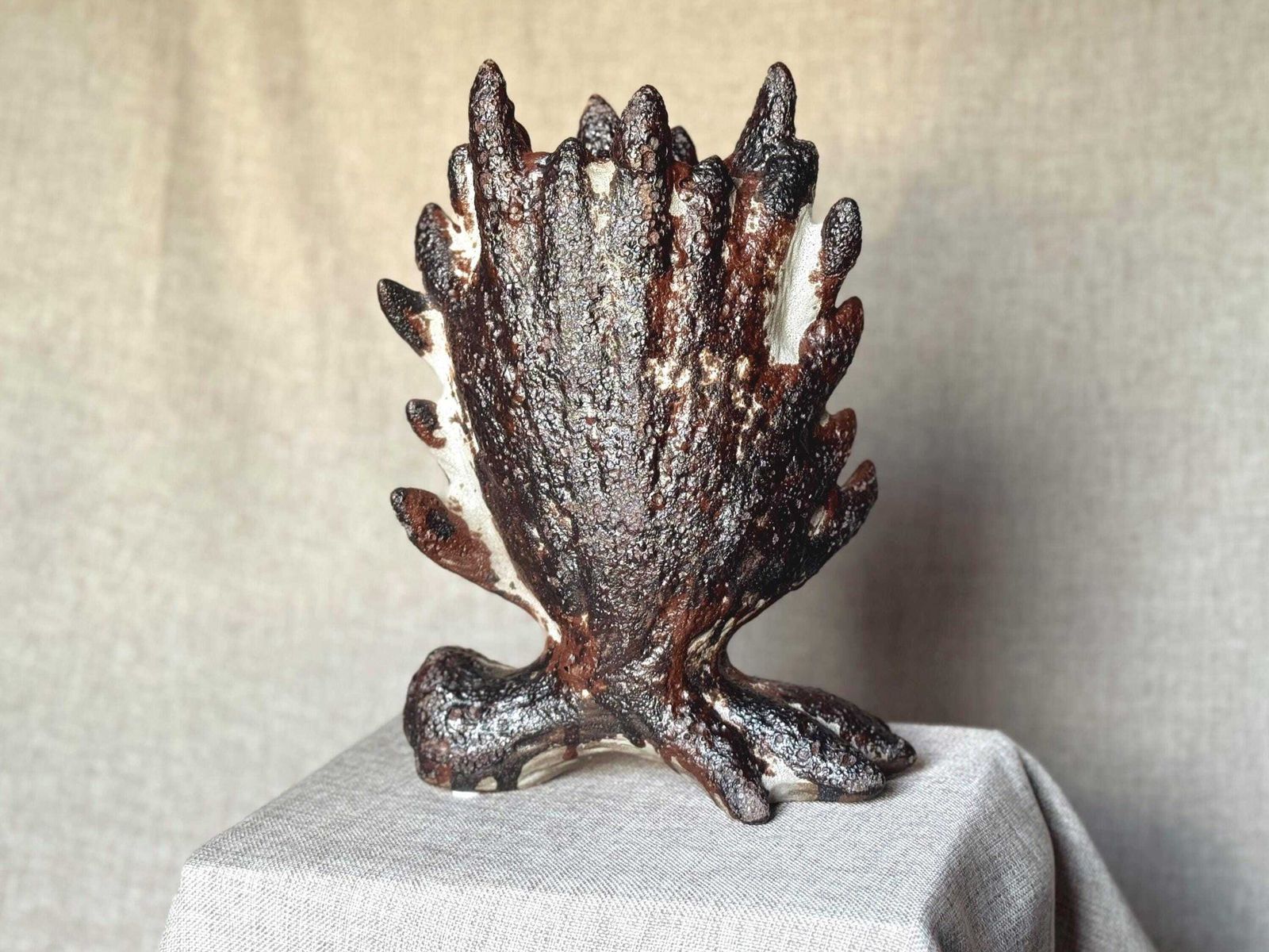Vintage Studio Pottery Sculpture | Brutalist Lava Glaze | Abstract Form | Wabi Sabi Art Piece