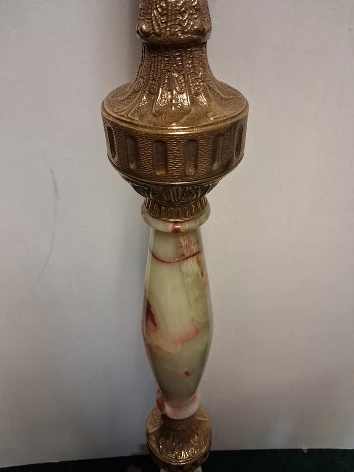 Italian Hollywood Regency Style Hall Tree Stand Marble Onyx And Brass 1960 Circa photo vinterior