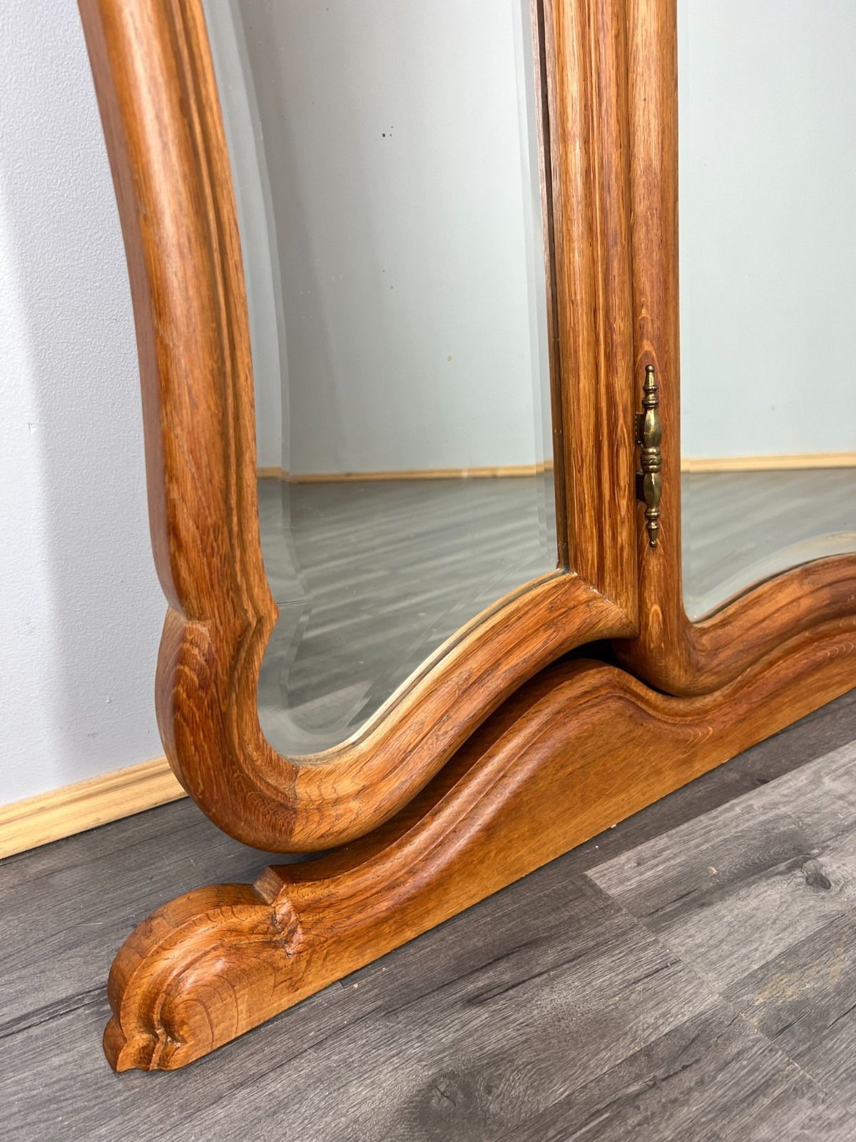 Mirror Vintage French Style Oak Triple Dressing Mirror Curved Frame Lot 4069 photo Home Decor