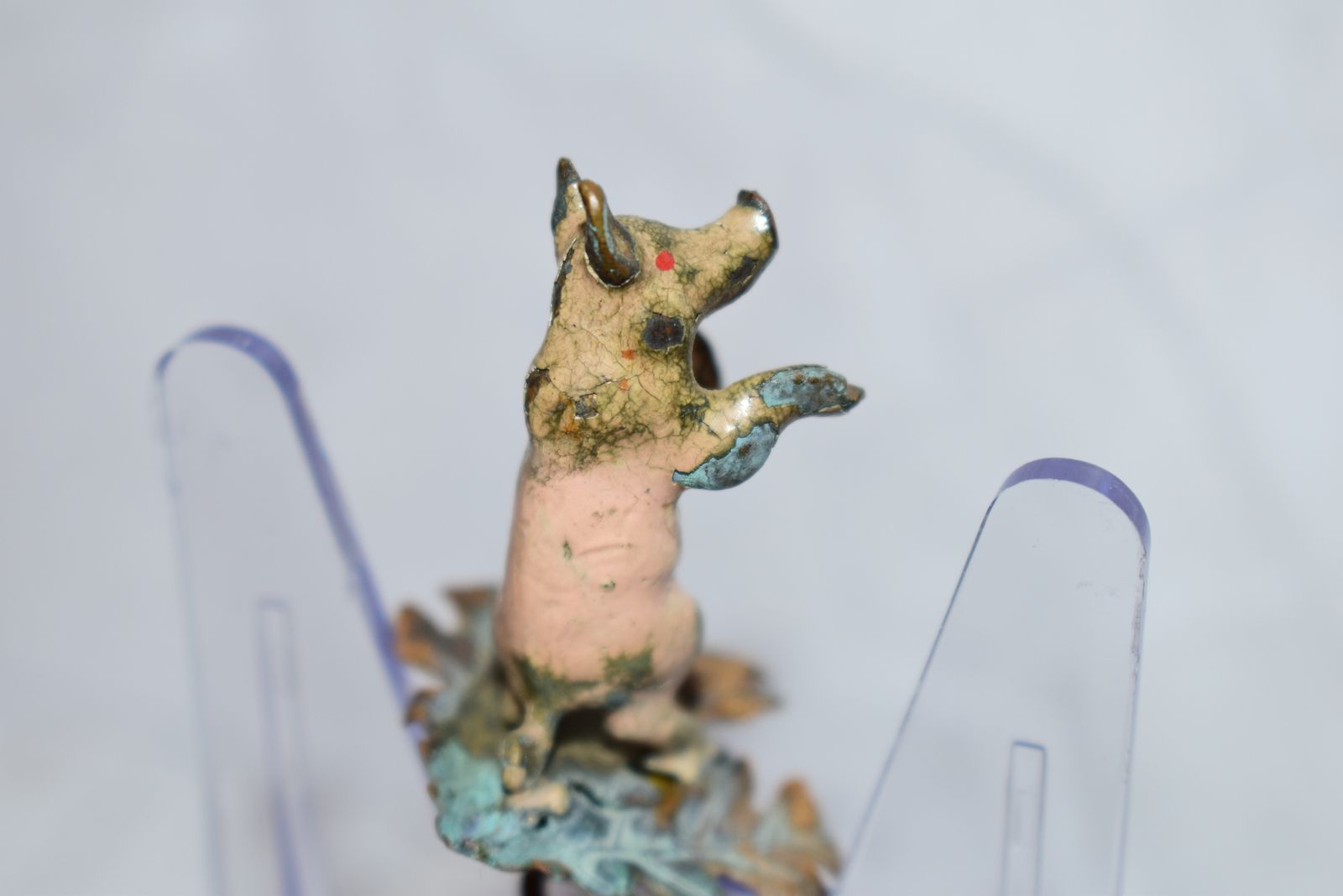 Home Decor Cold Painted Bronze Begging Pig Table Bell Handle And Clapper In Shape Of An Acorn   Gorgeous Rare Viennese Figure photo