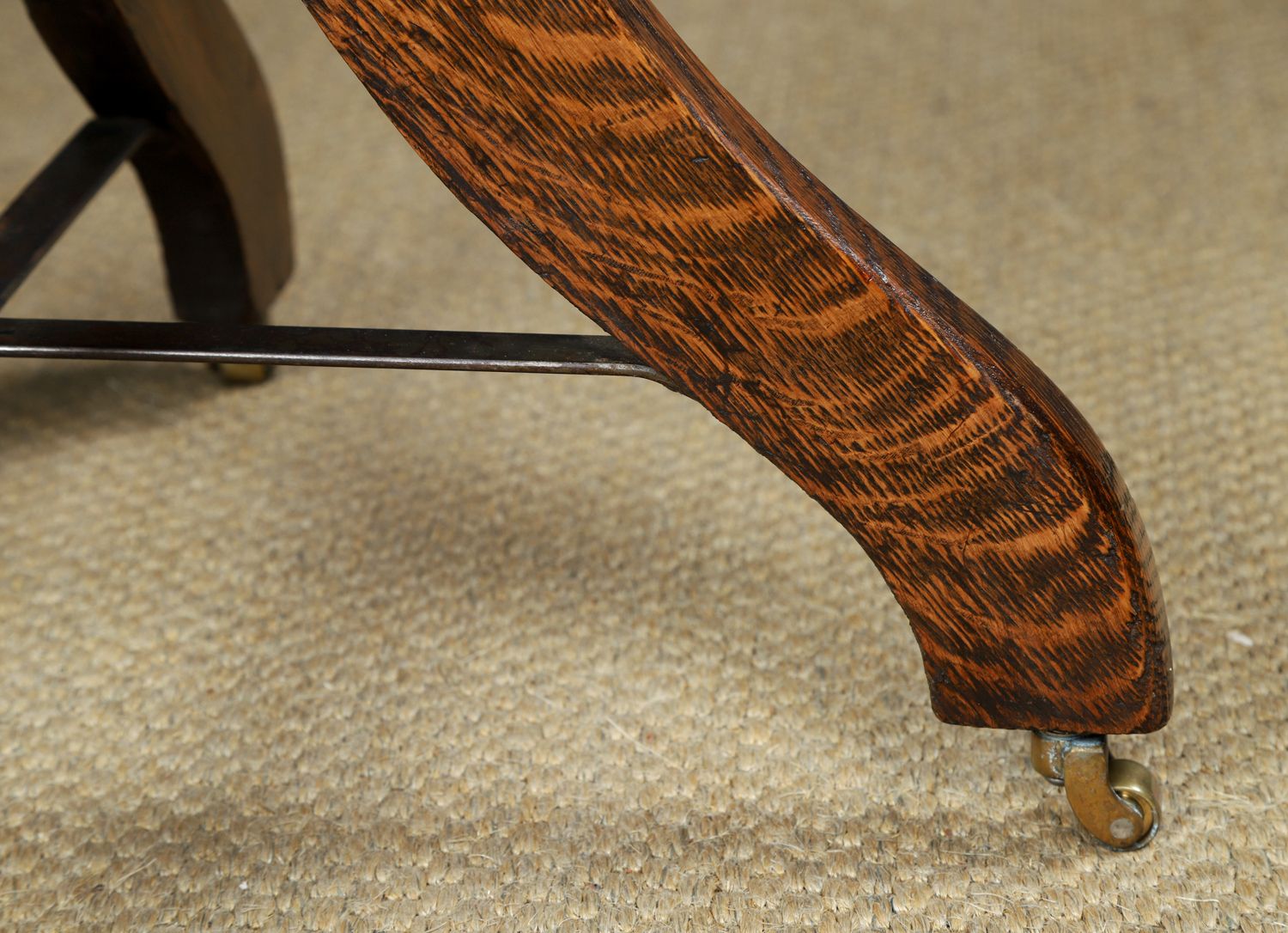 photo for sale Antique English George V Oak & Green Leather Revolving Office Chair (Circa 1920)