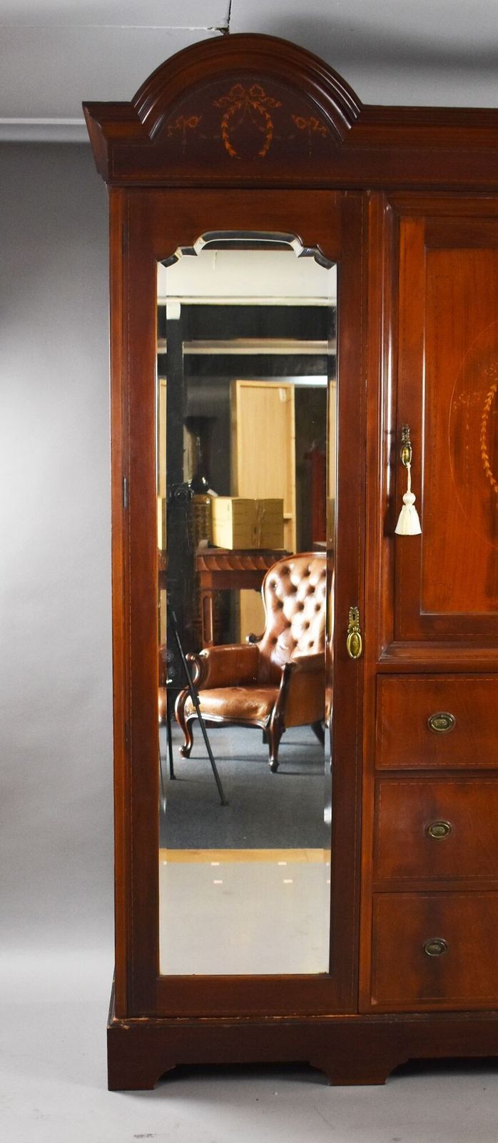 Edwardian Inlaid Mahogany Triple Wardrobe photo furniture