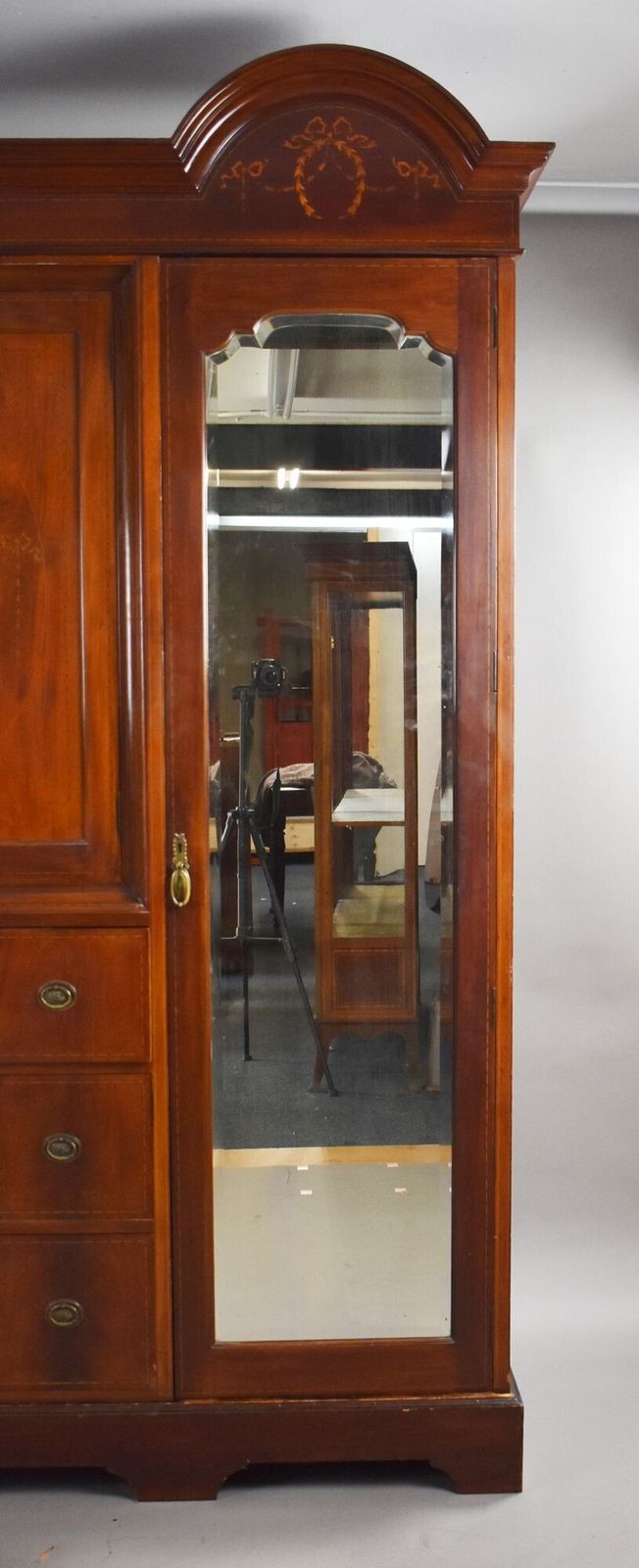 Edwardian Inlaid Mahogany Triple Wardrobe photo for sale