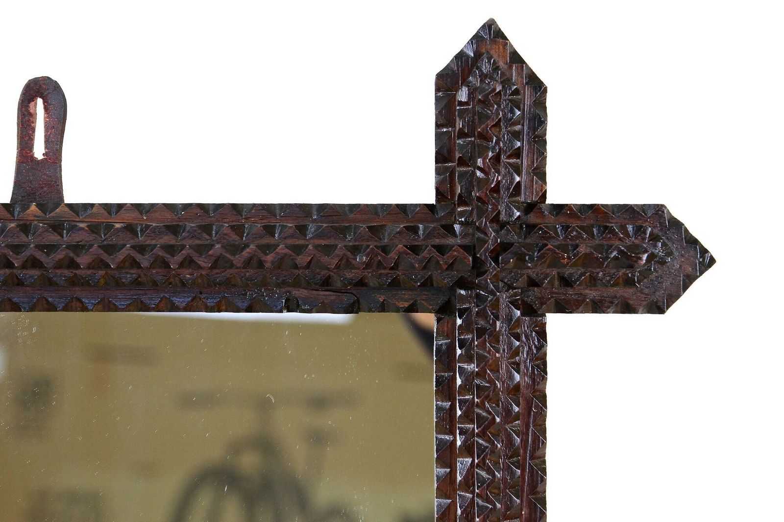 19th Century Tramp Art Rustic Mirror, Handcarved, Austria Circa 1880 photo 1350.0