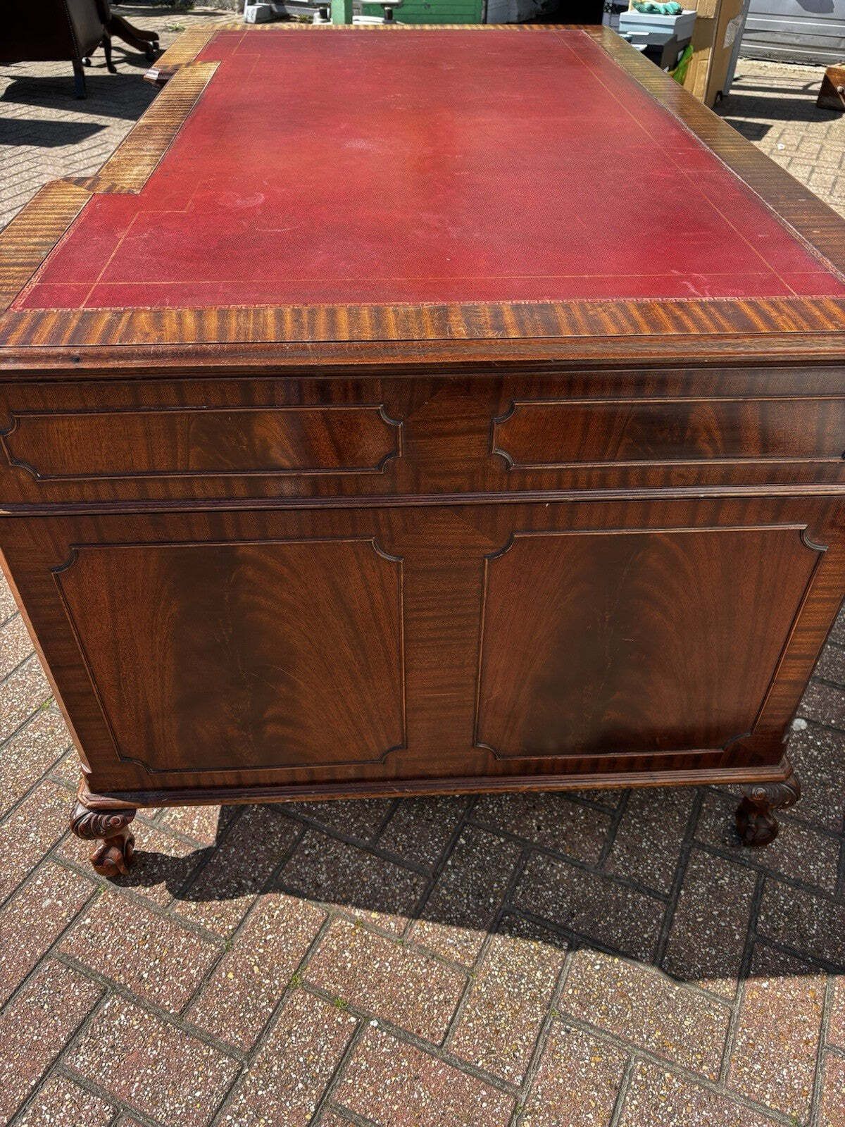 photo for sale Large Mahogany Twin Pedestal Desk, Splits Into 3 Pieces For Easy Transportation