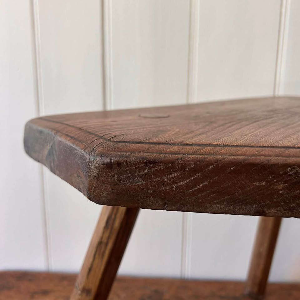 Primitive Three Legged Milking Stool photo vintage