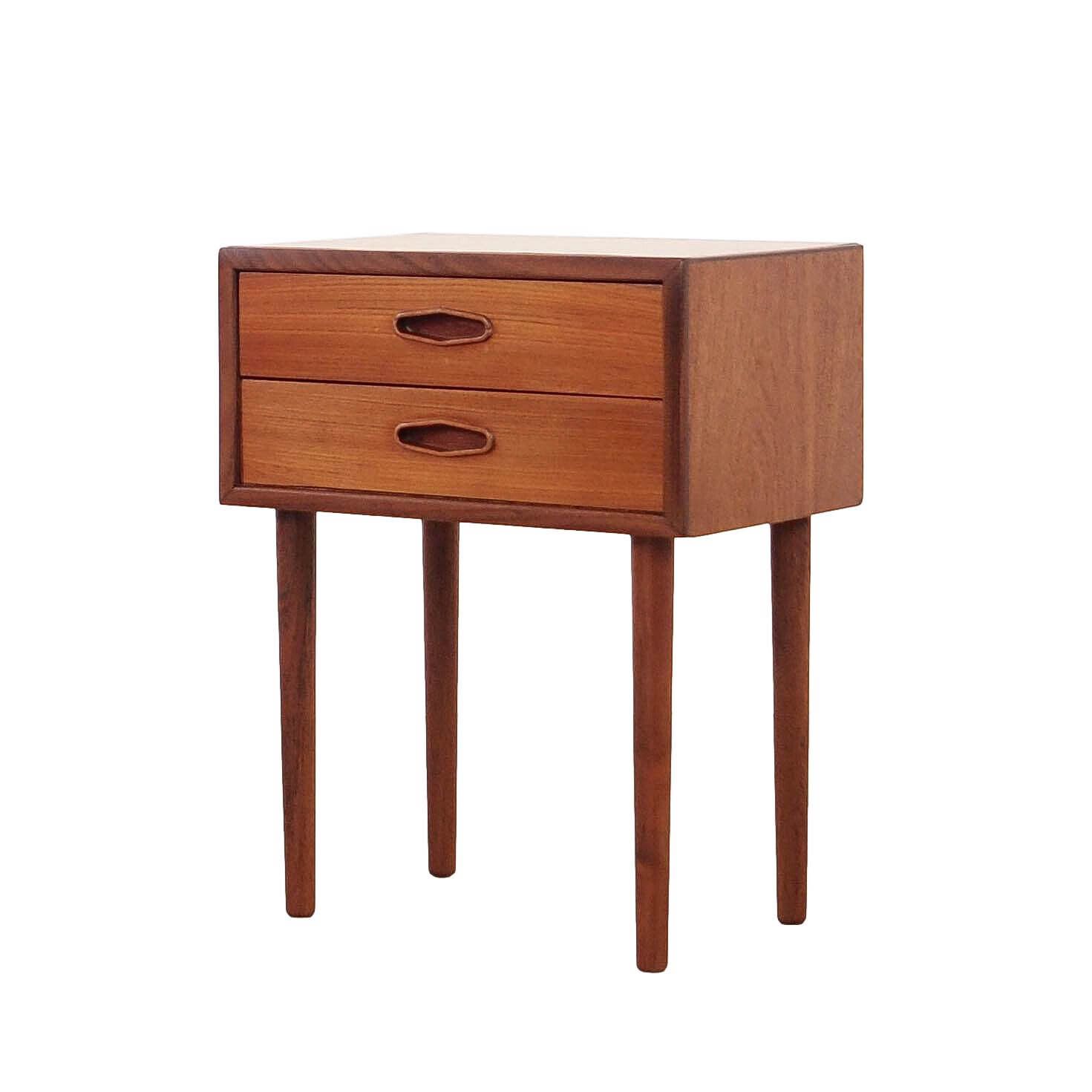 Teak Bedside Table, Danish Design, 1970s, Made In Denmark