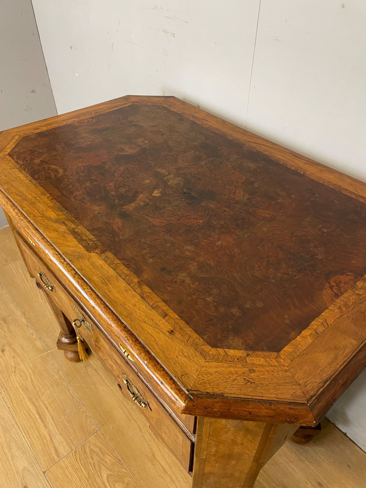 Shoolbred And Co Burr Walnut Carved Lowboy Circa 1890 photo for sale