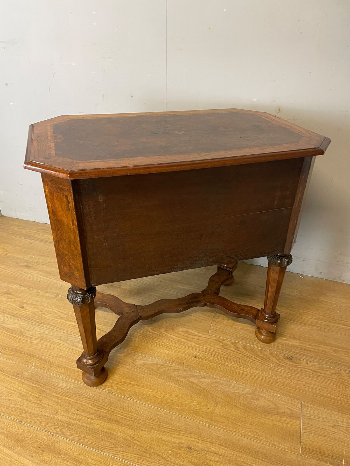695.0 Shoolbred And Co Burr Walnut Carved Lowboy Circa 1890 photo