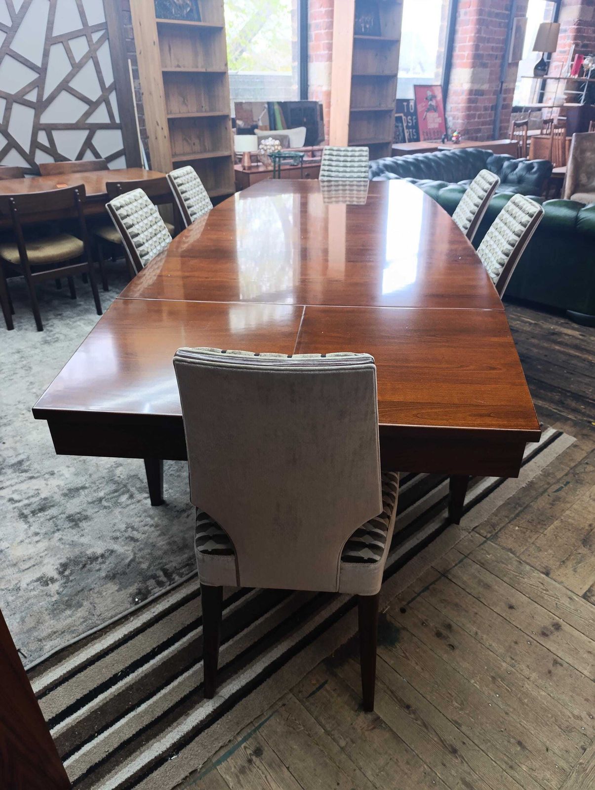 Italian Selva Extending Dining Table With Six Upholstered Chairs photo furniture
