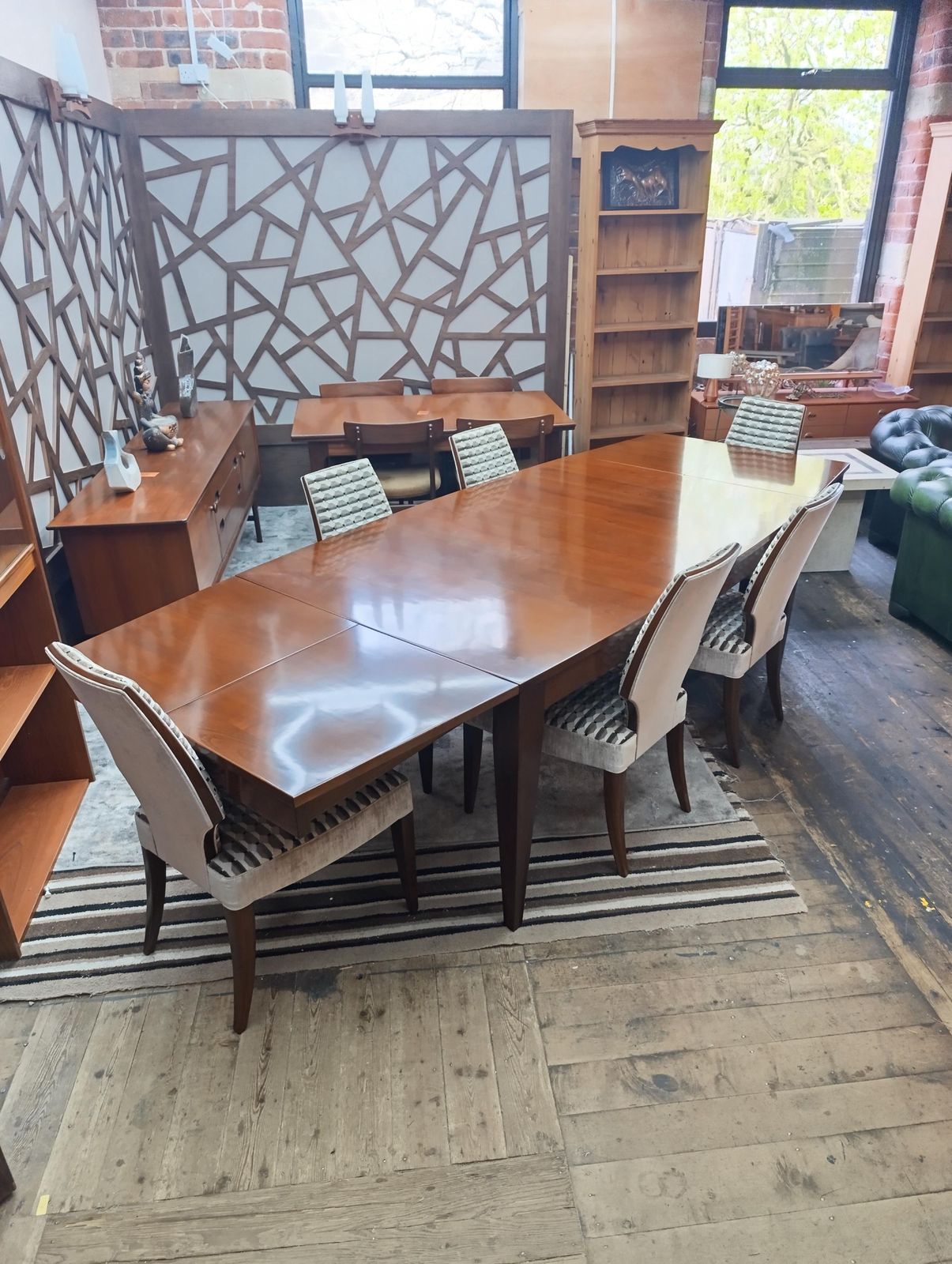 Furniture Italian Selva Extending Dining Table With Six Upholstered Chairs photo