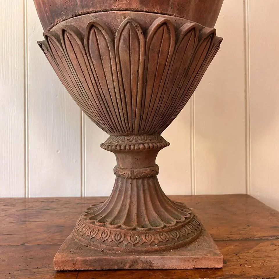 photo furniture Large Pair Of Terracotta Amphora Urns