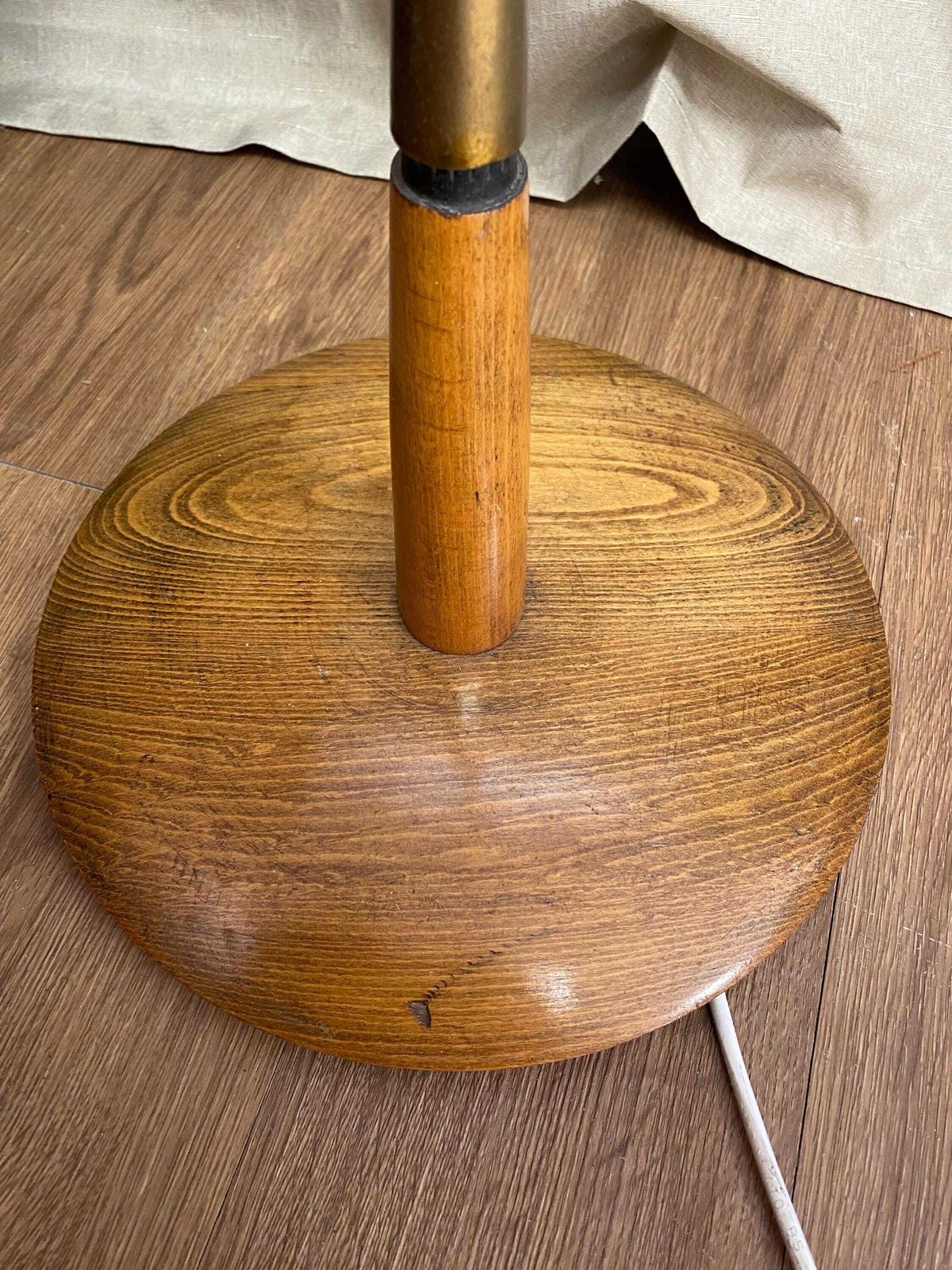 Mid Century Retro 1960s Brass And Teak Floor Lamp photo for sale