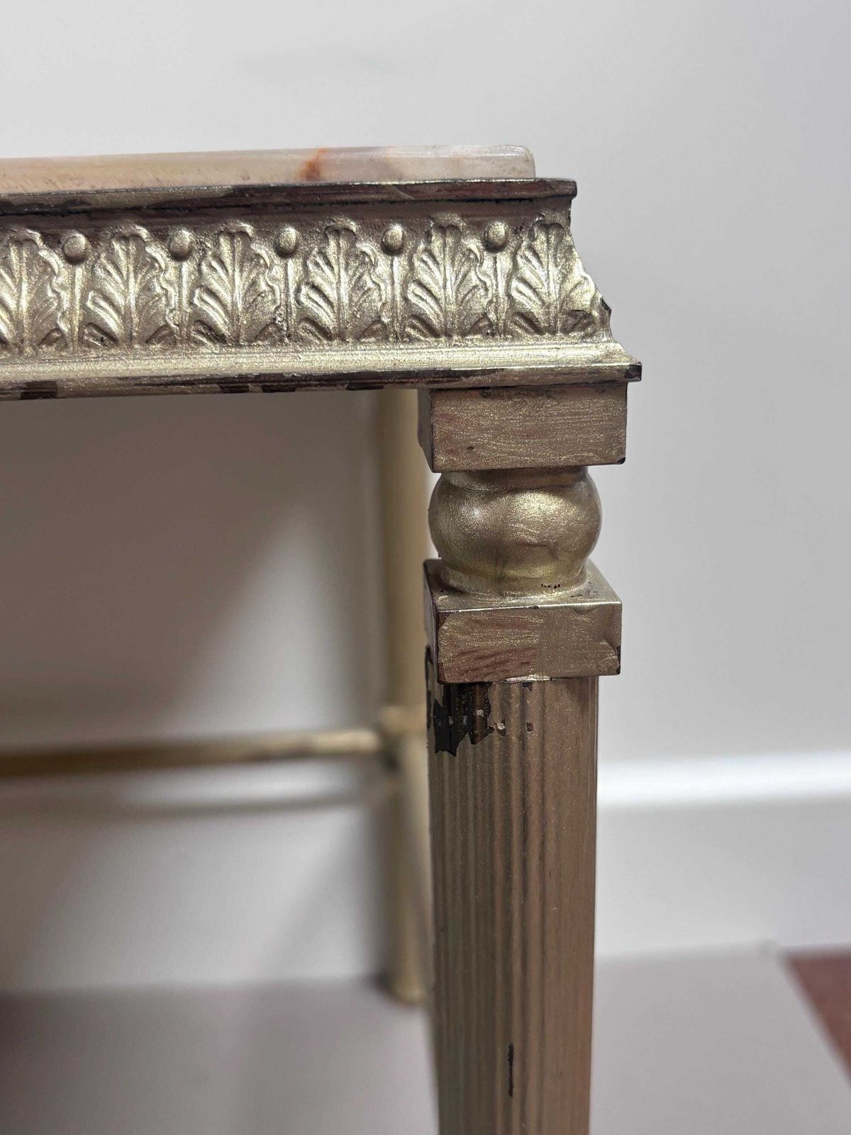 Furniture Vintage Brass Marble Side Table Maison Jansen Style 1970s Coffee Table Hollywood Regency Brass Accent Table photo