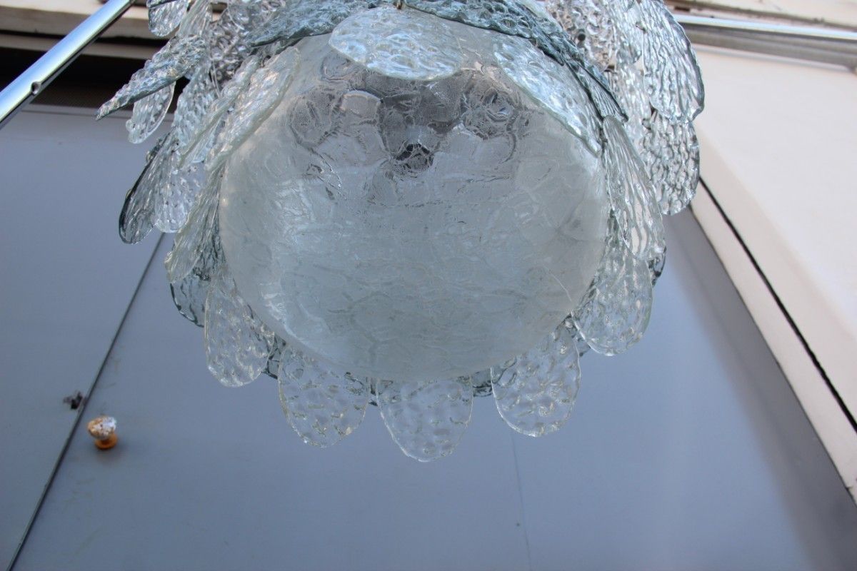 Vistosi Italian Mid Century Chandelier Murano Art Glass 1960 photo vintage